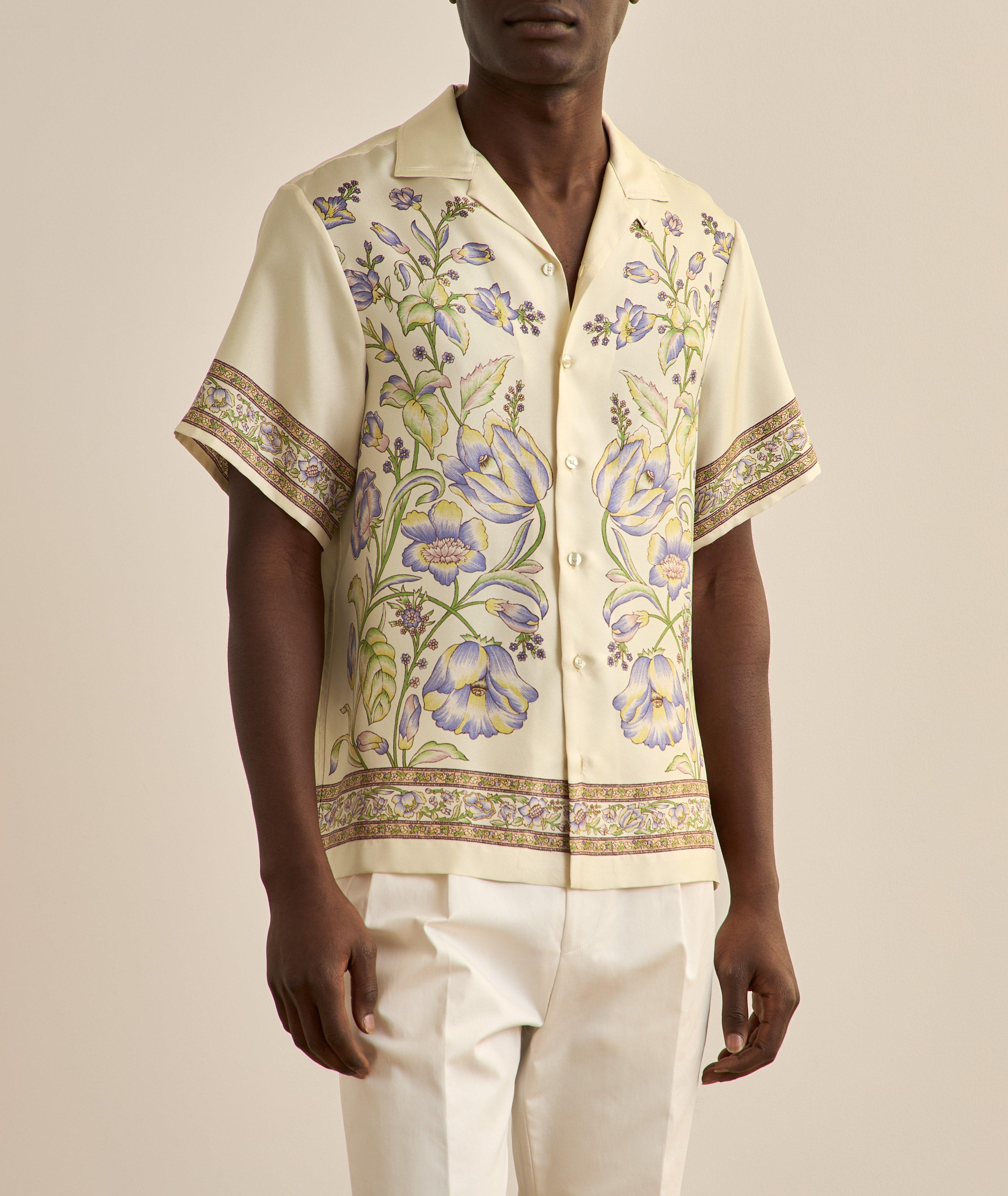 Chemise de style bowling en soie à motif floral image 1