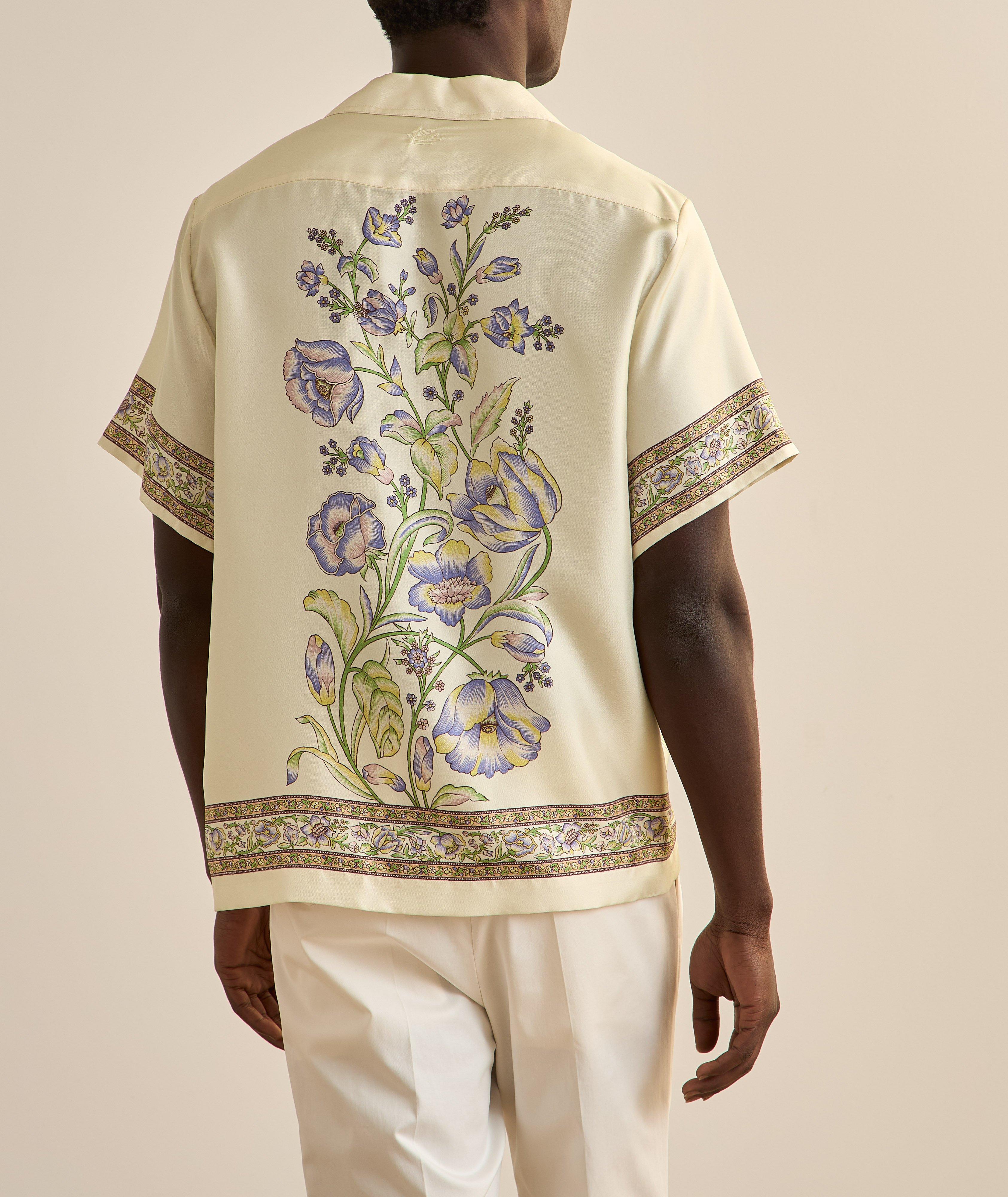 Chemise de style bowling en soie à motif floral image 2