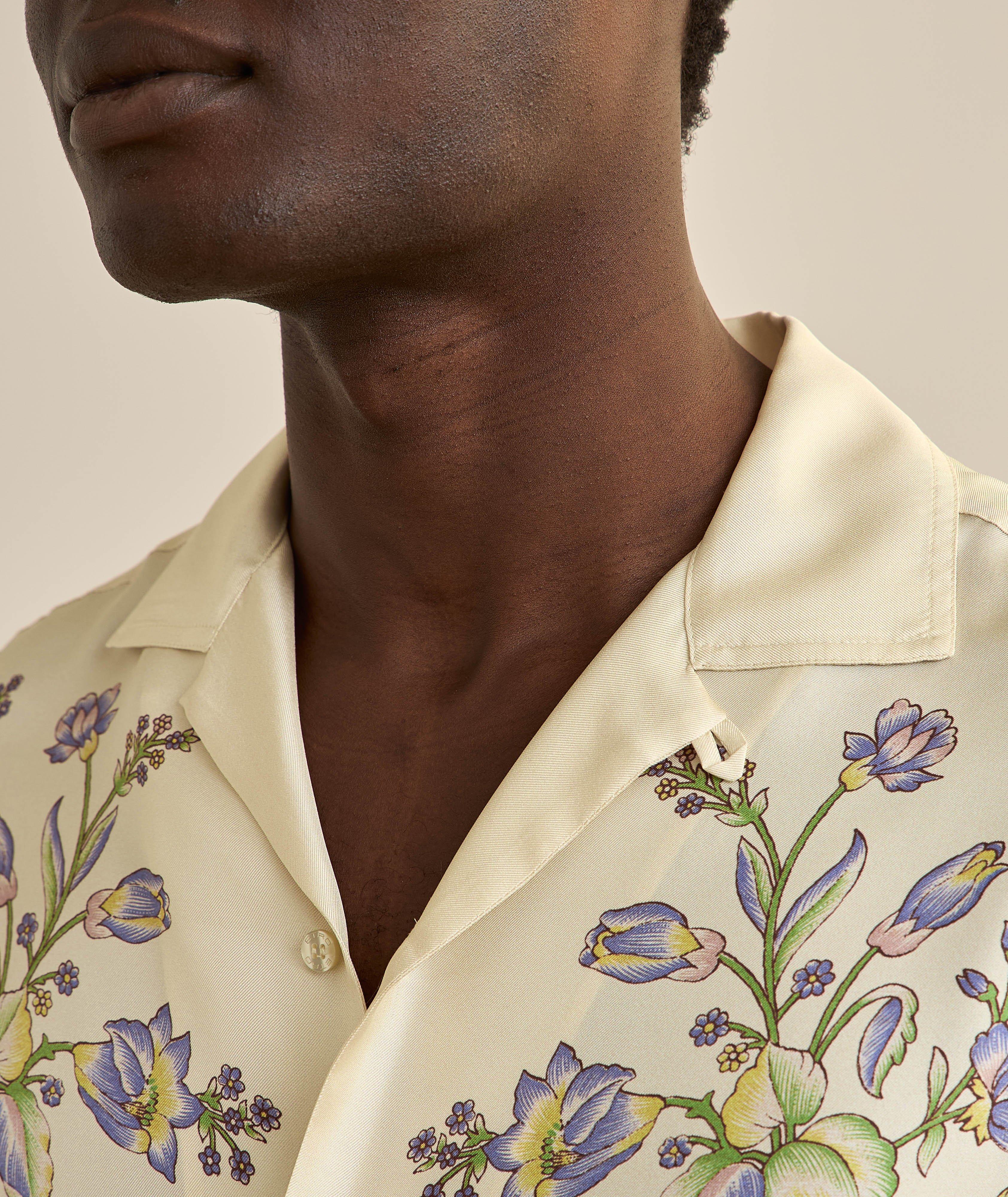 Chemise de style bowling en soie à motif floral image 3