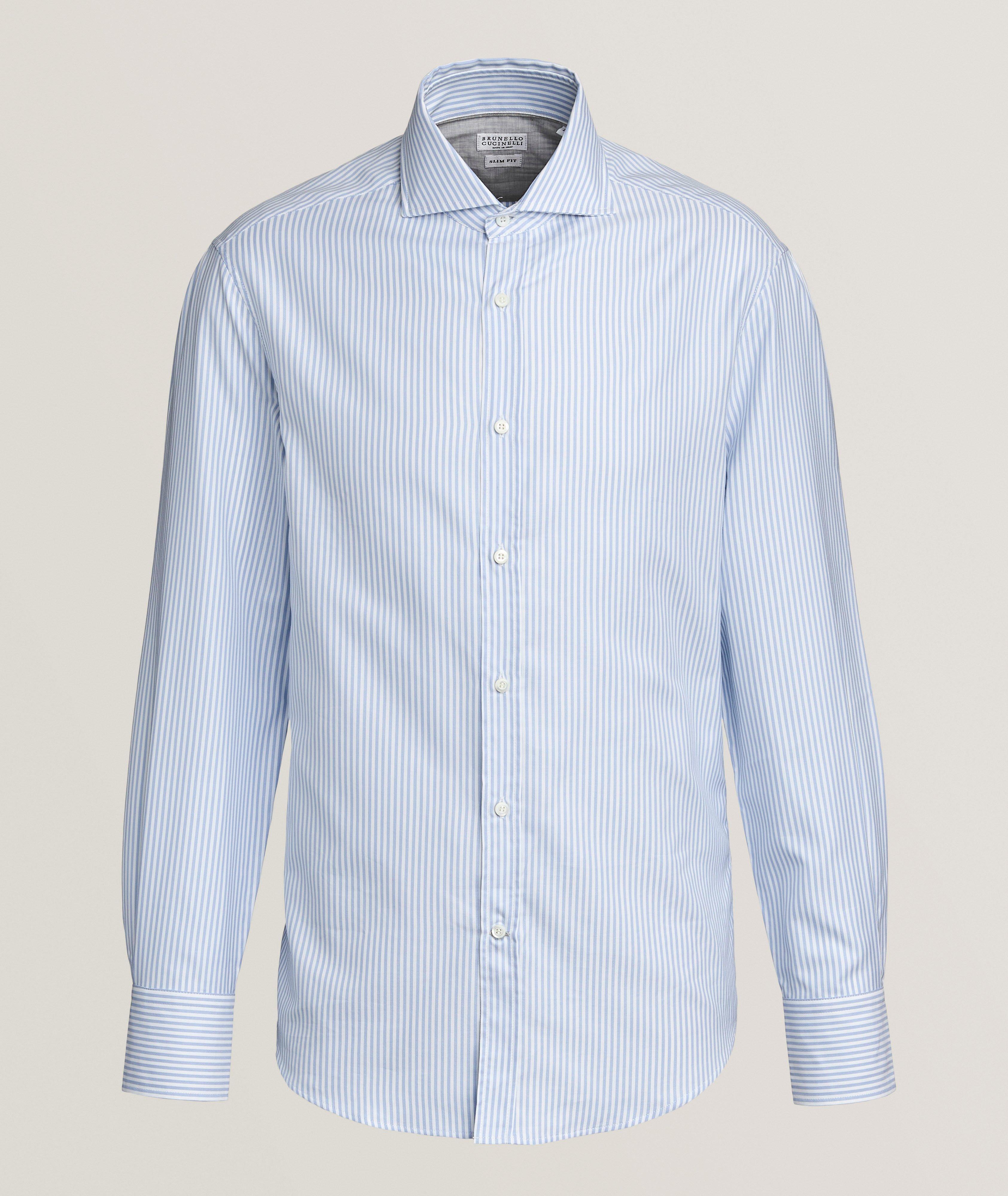Slim-Fit Striped Cotton-Lyocell Shirt image 0