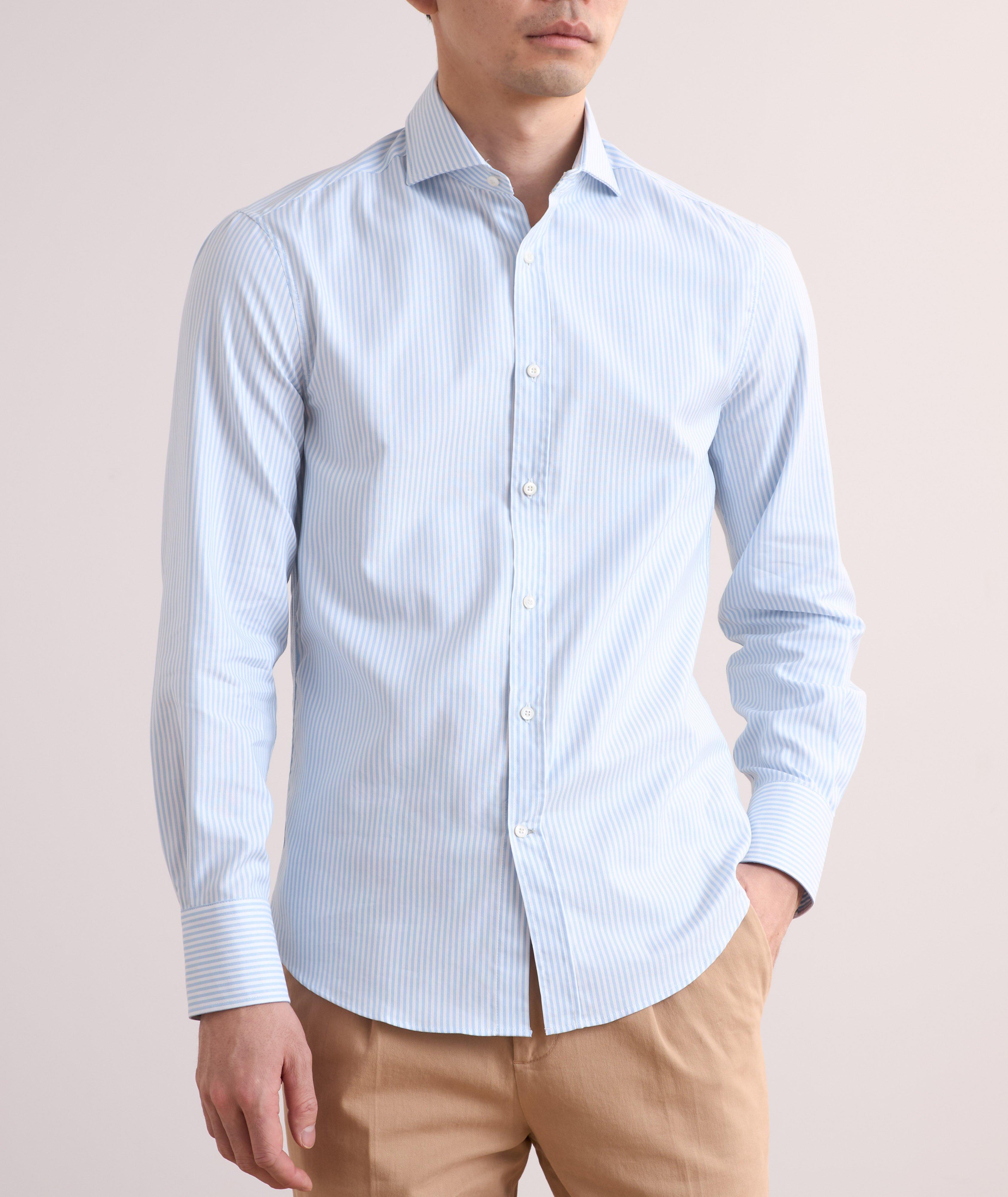 Slim-Fit Striped Cotton-Lyocell Shirt image 1