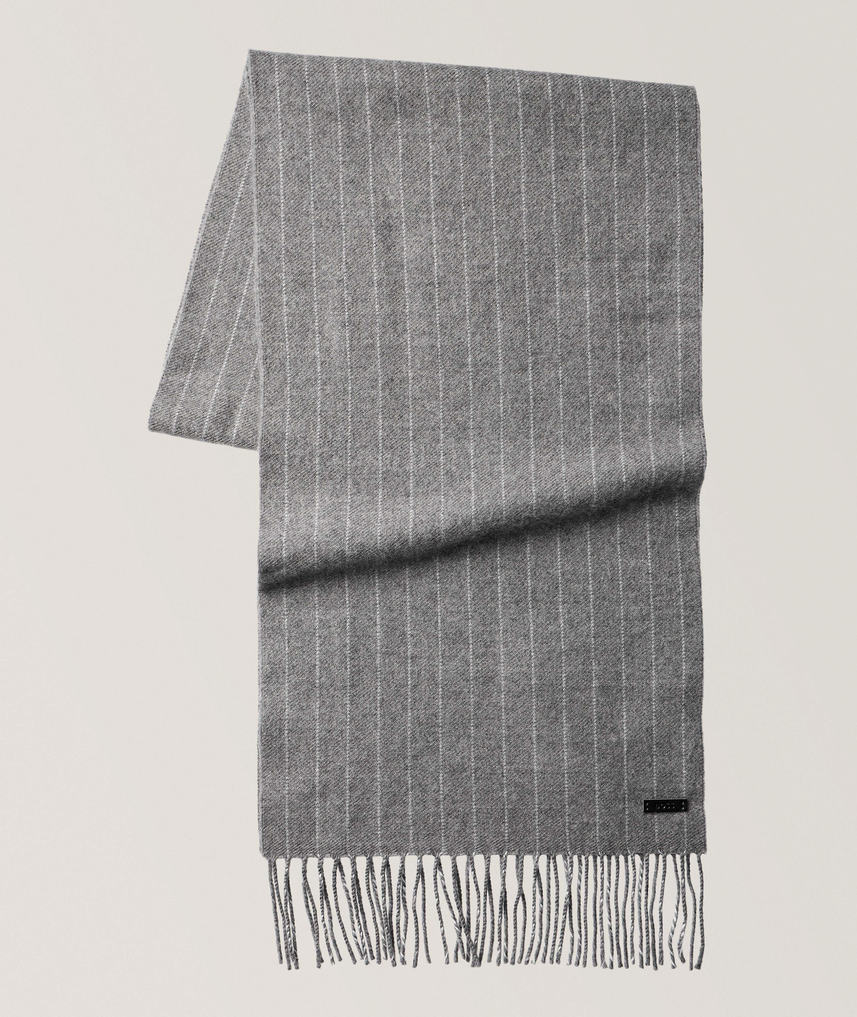BOSS Stellan Pinstripe Wool Scarf 