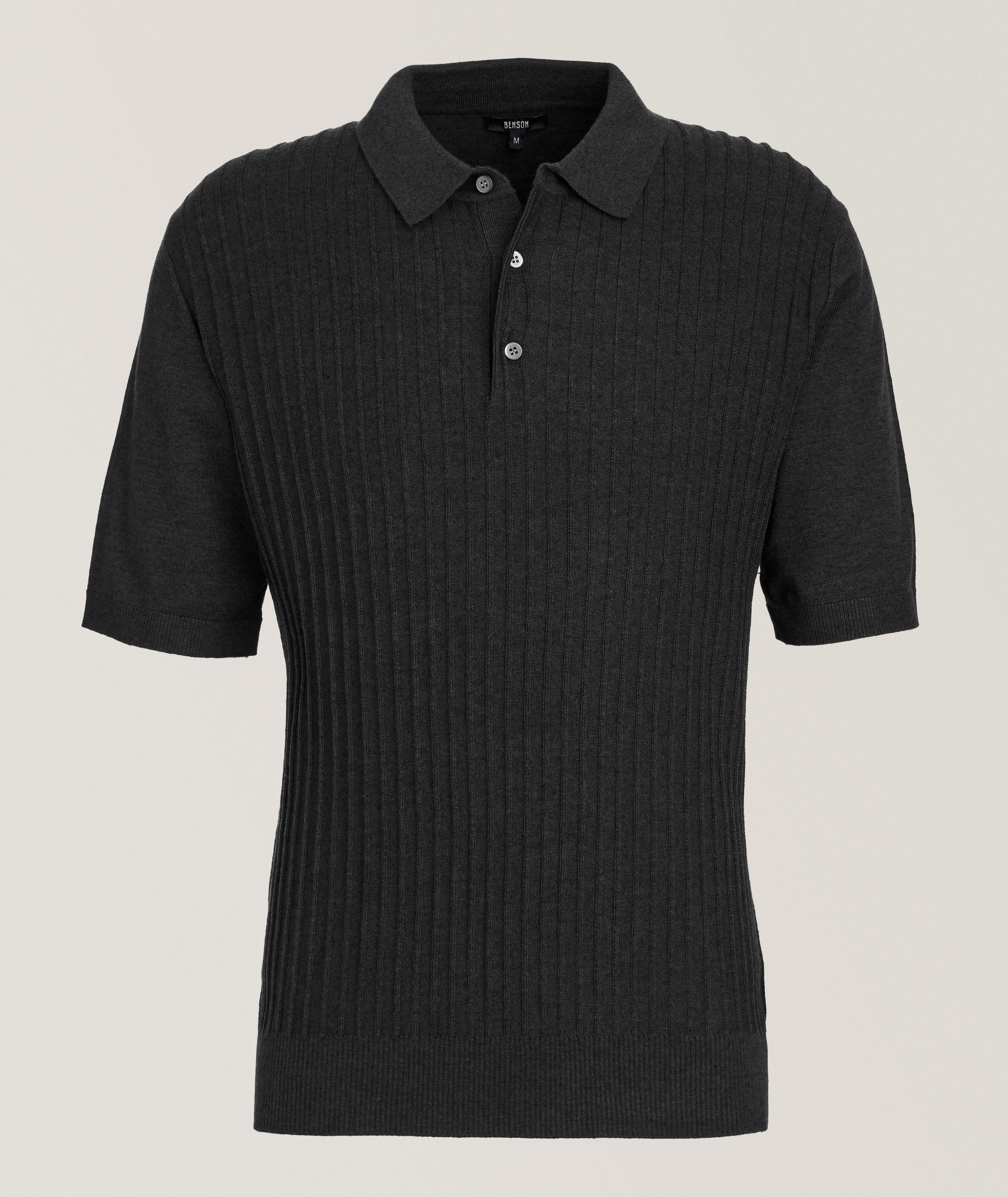 Cotton-Blend Ribbed Knit Polo  image 0