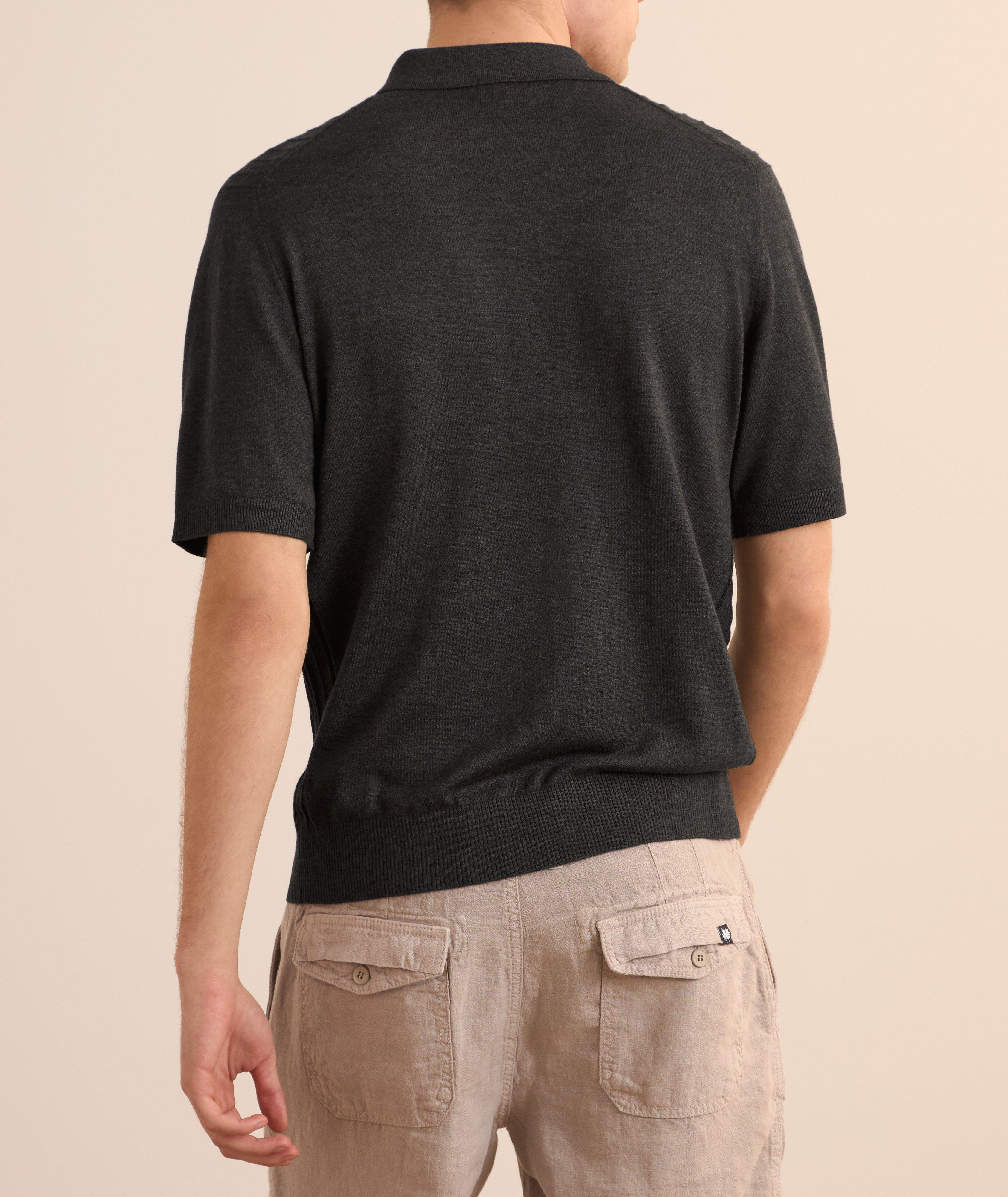 Cotton-Blend Ribbed Knit Polo  image 2
