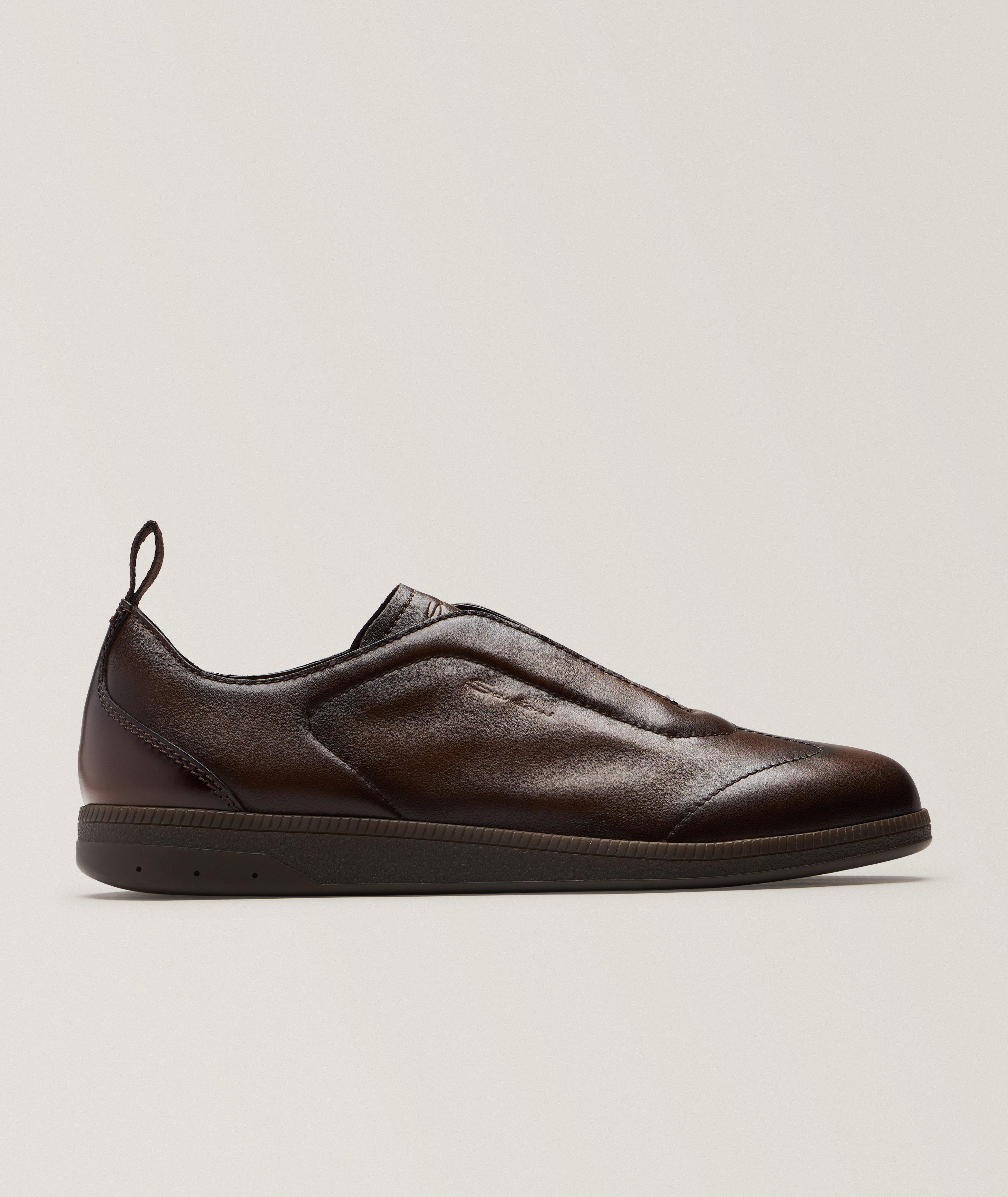 Santoni Leather Slip-On Sneakers