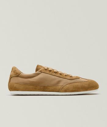 スニーカー BRUNELLO CUCINELLI Full-Grain Leather Sneakers BRUNELLO CUCINELLI Suede-Trimmed Full-Grain Leather Sneakers
