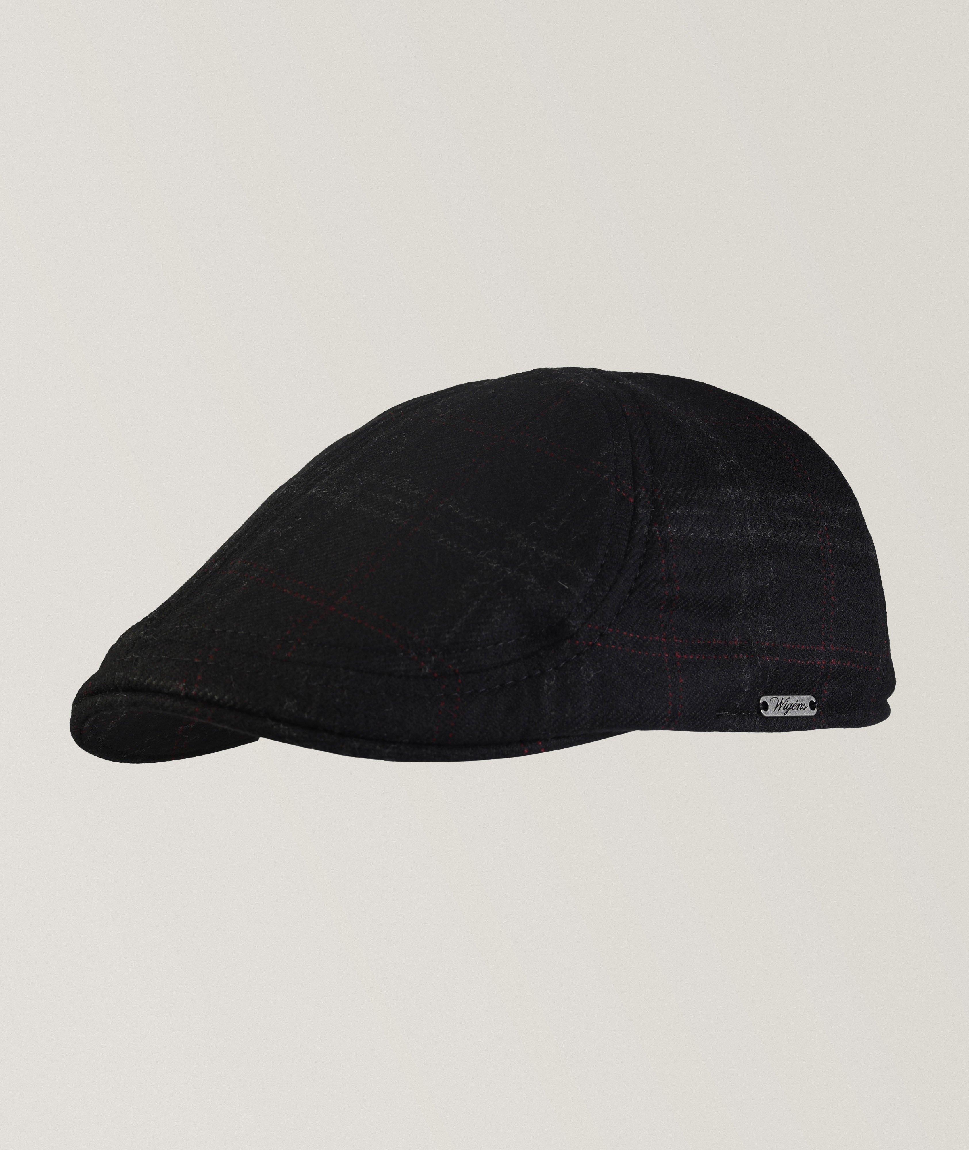 Wigens Casquette gavroche en mélange de laine à carreaux