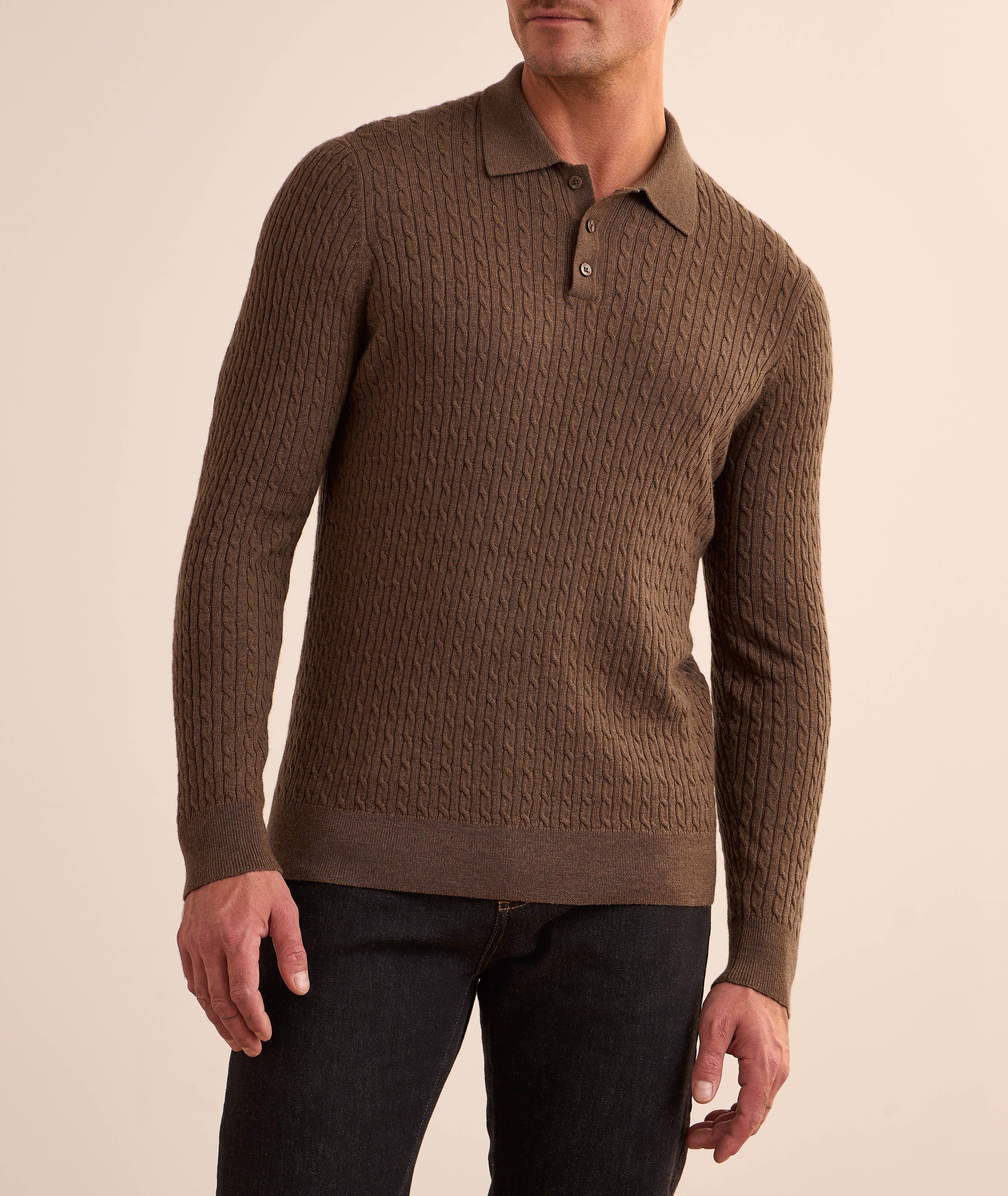 Polo mérinos à motif torsadé fin image 1