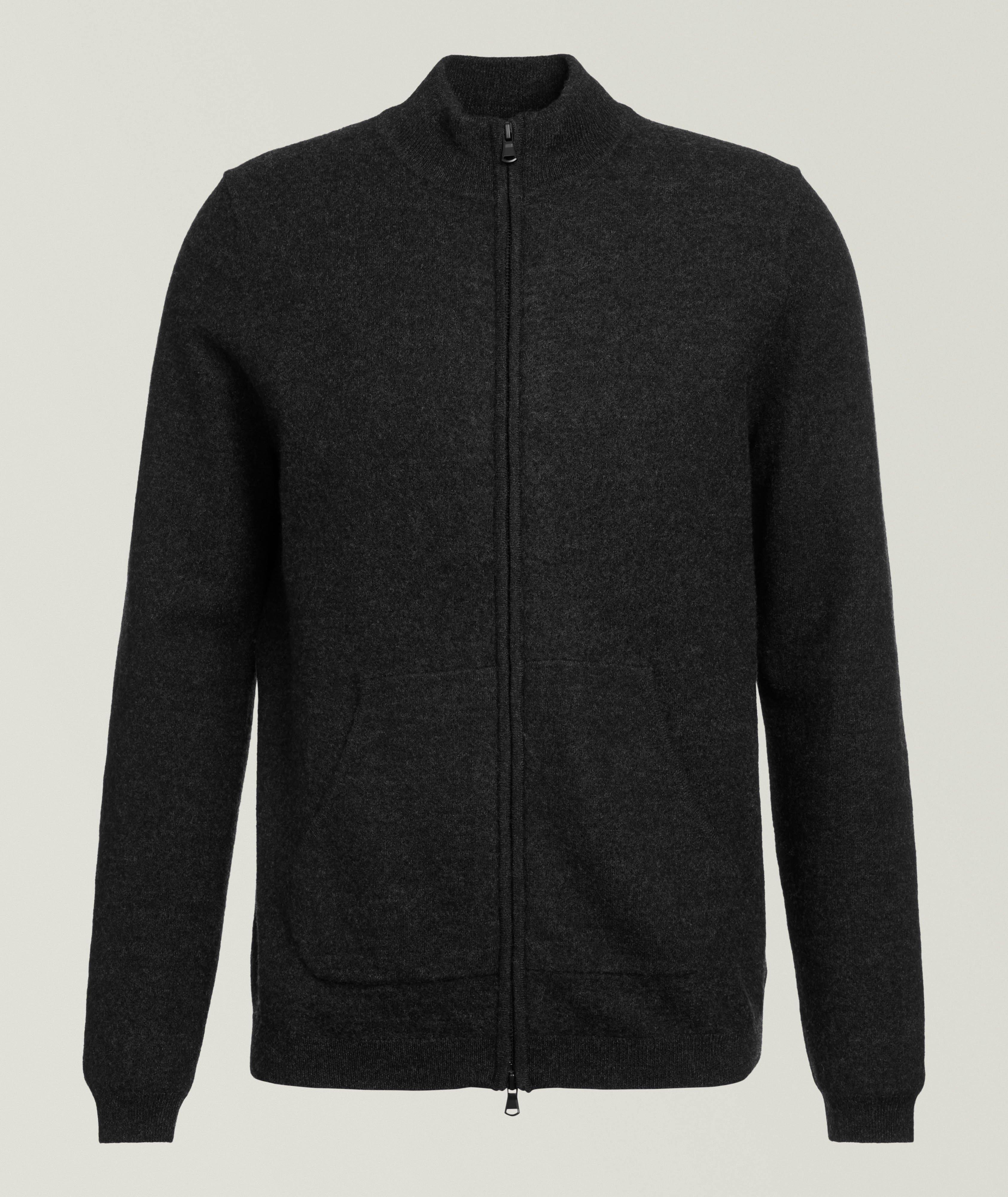Patrick Assaraf Cardigan à glissière en laine bouillie