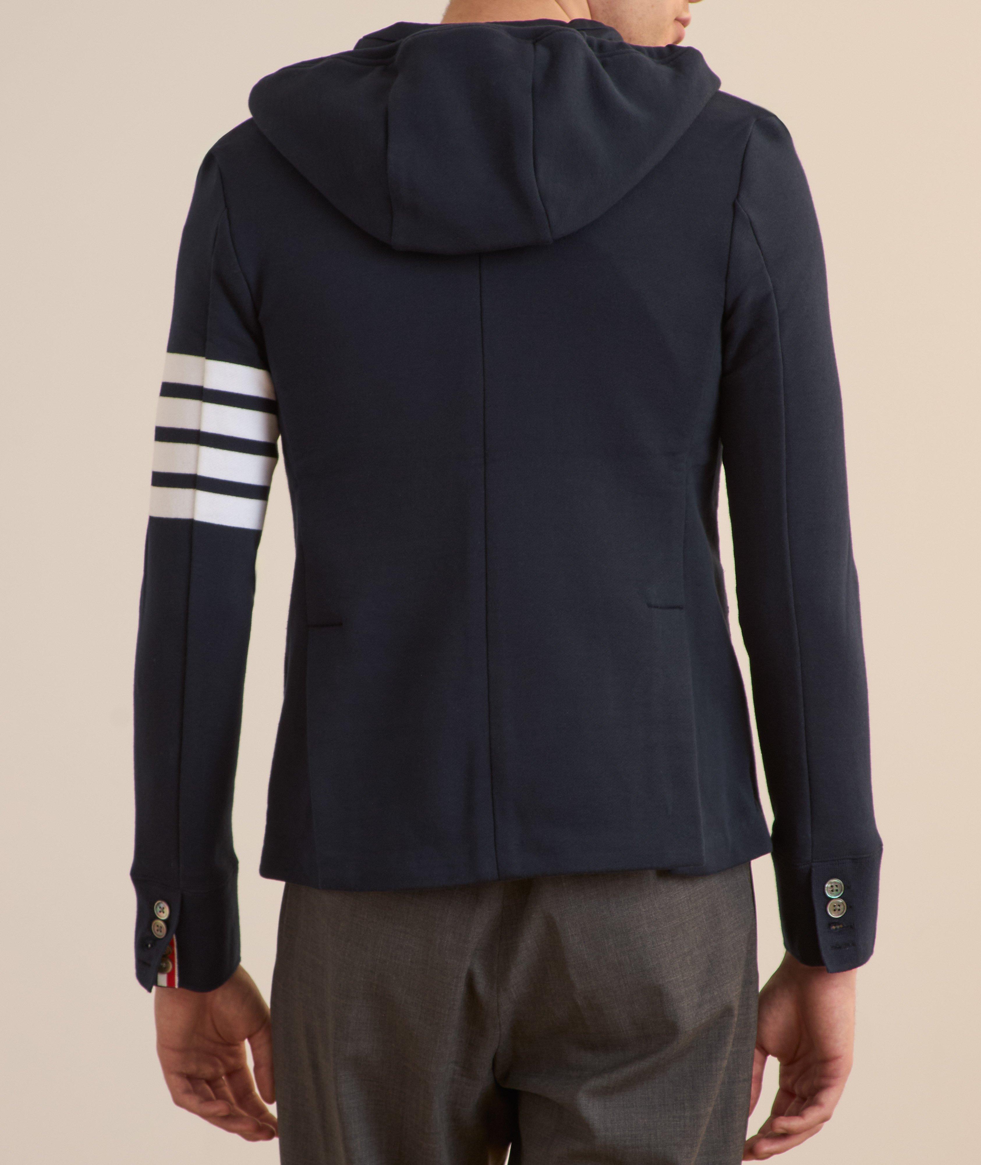 Striped Hooded 4-Bar Cotton Cardigan  image 2