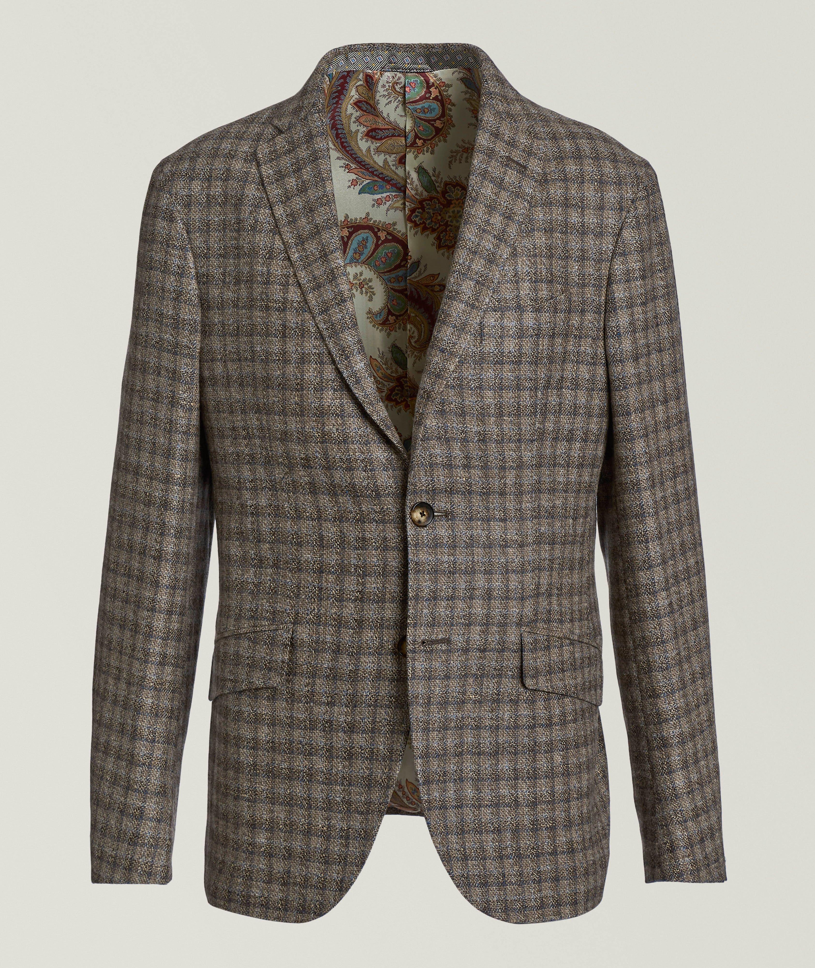 Etro Checked Wool-Linen-Cashmere Sport Jacket