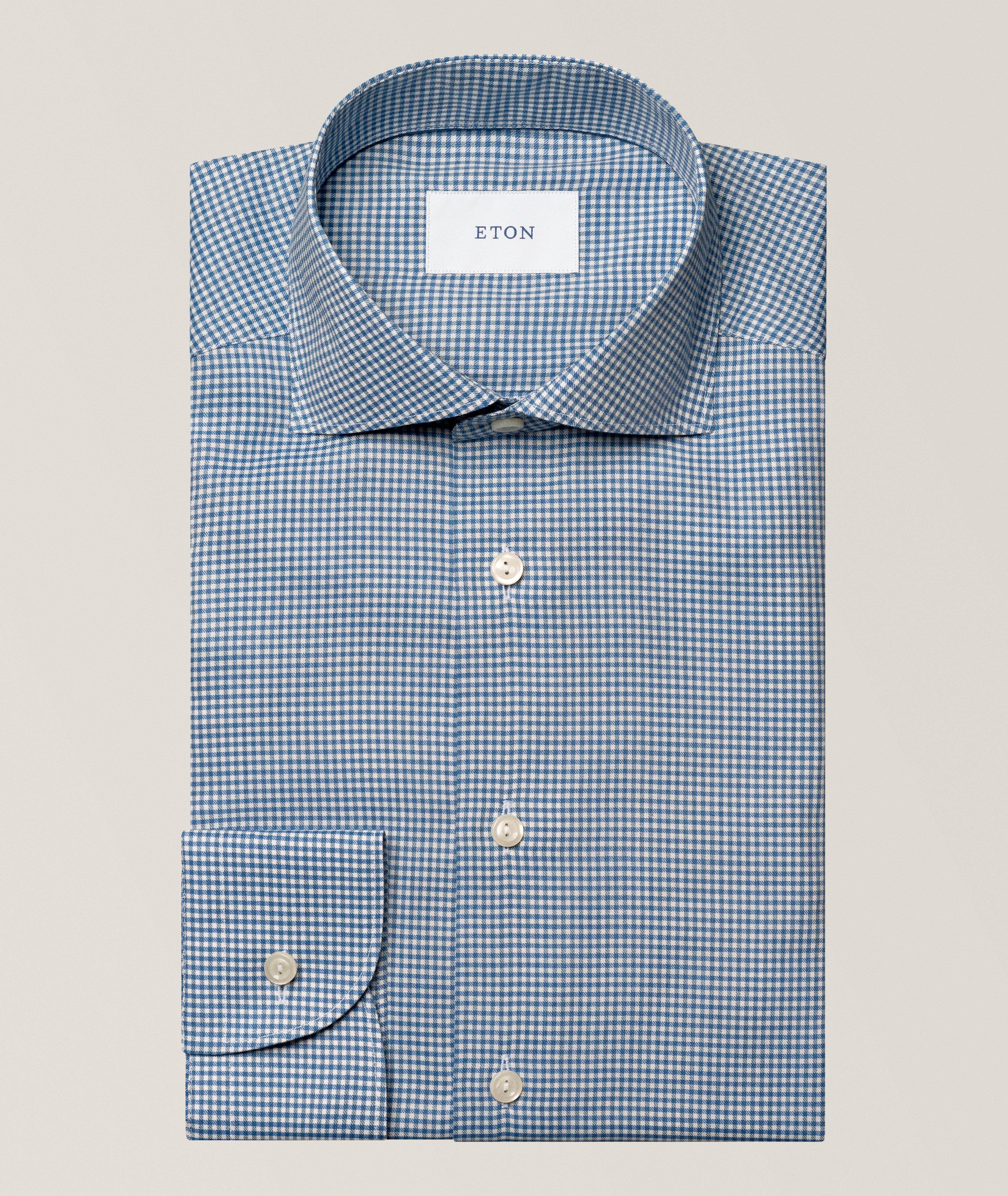 Eton Contemporary-Fit Micro-Check Flannel Dress Shirt