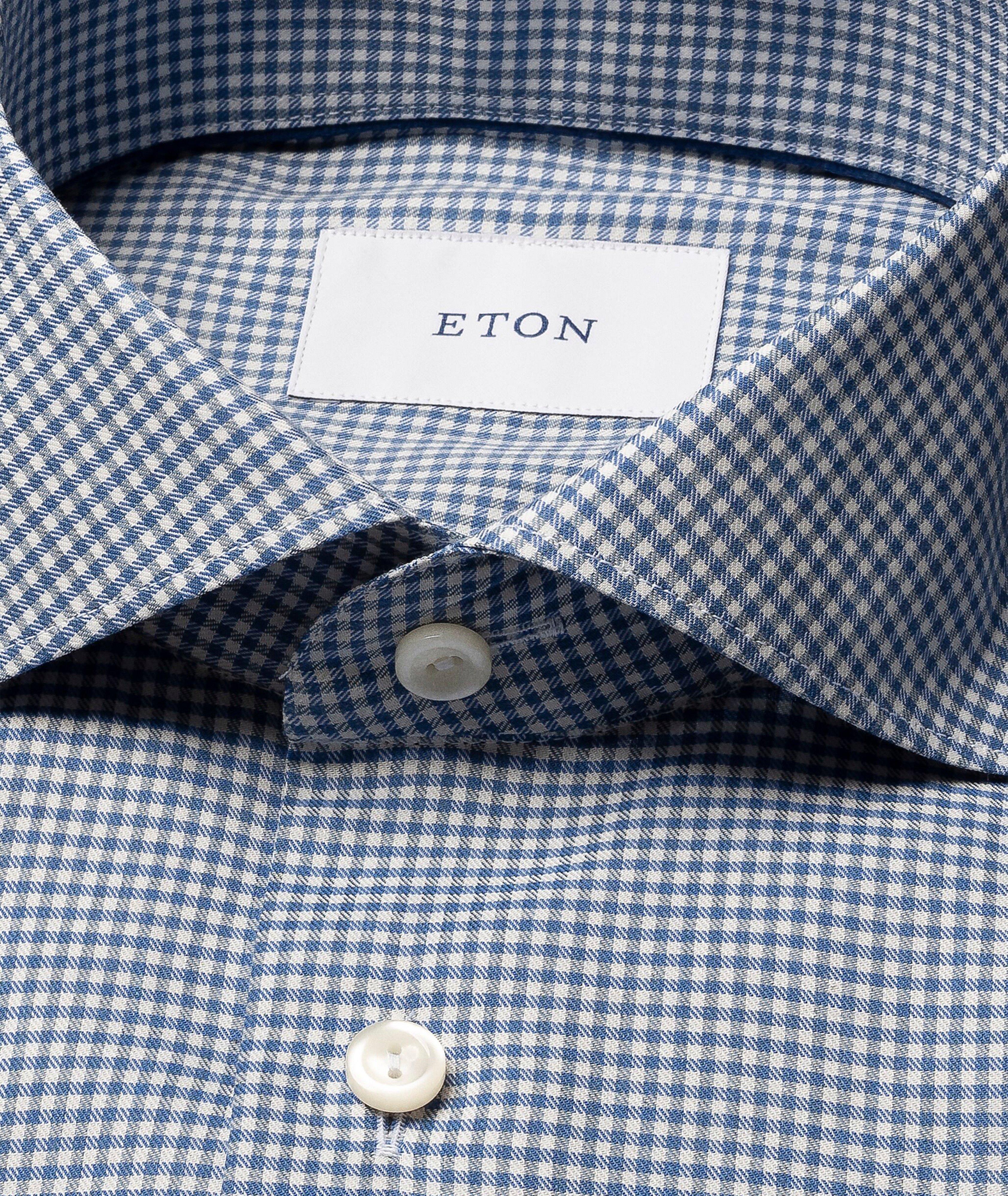 Contemporary-Fit Micro-Check Flannel Dress Shirt image 1
