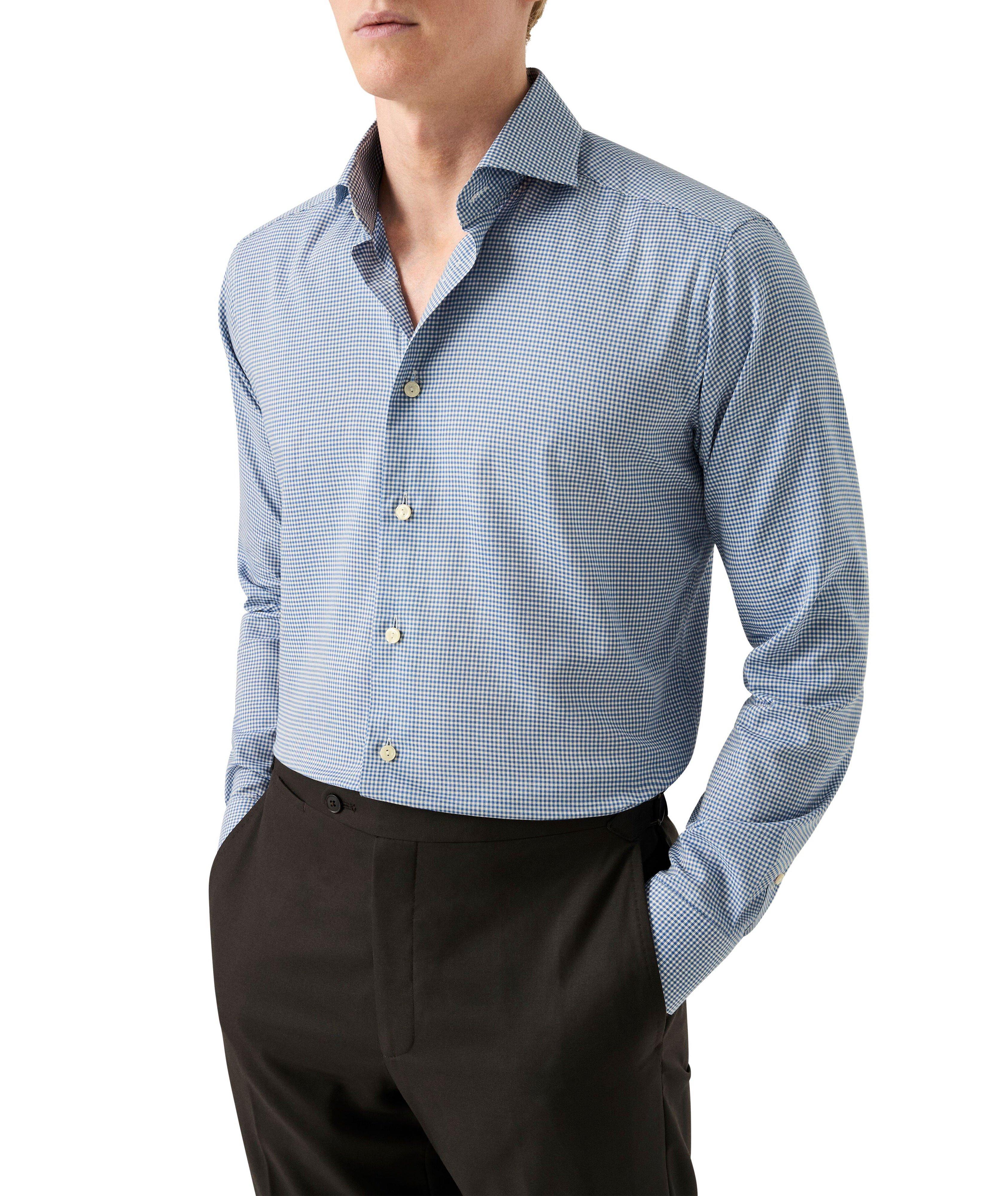 Contemporary-Fit Micro-Check Flannel Dress Shirt image 2