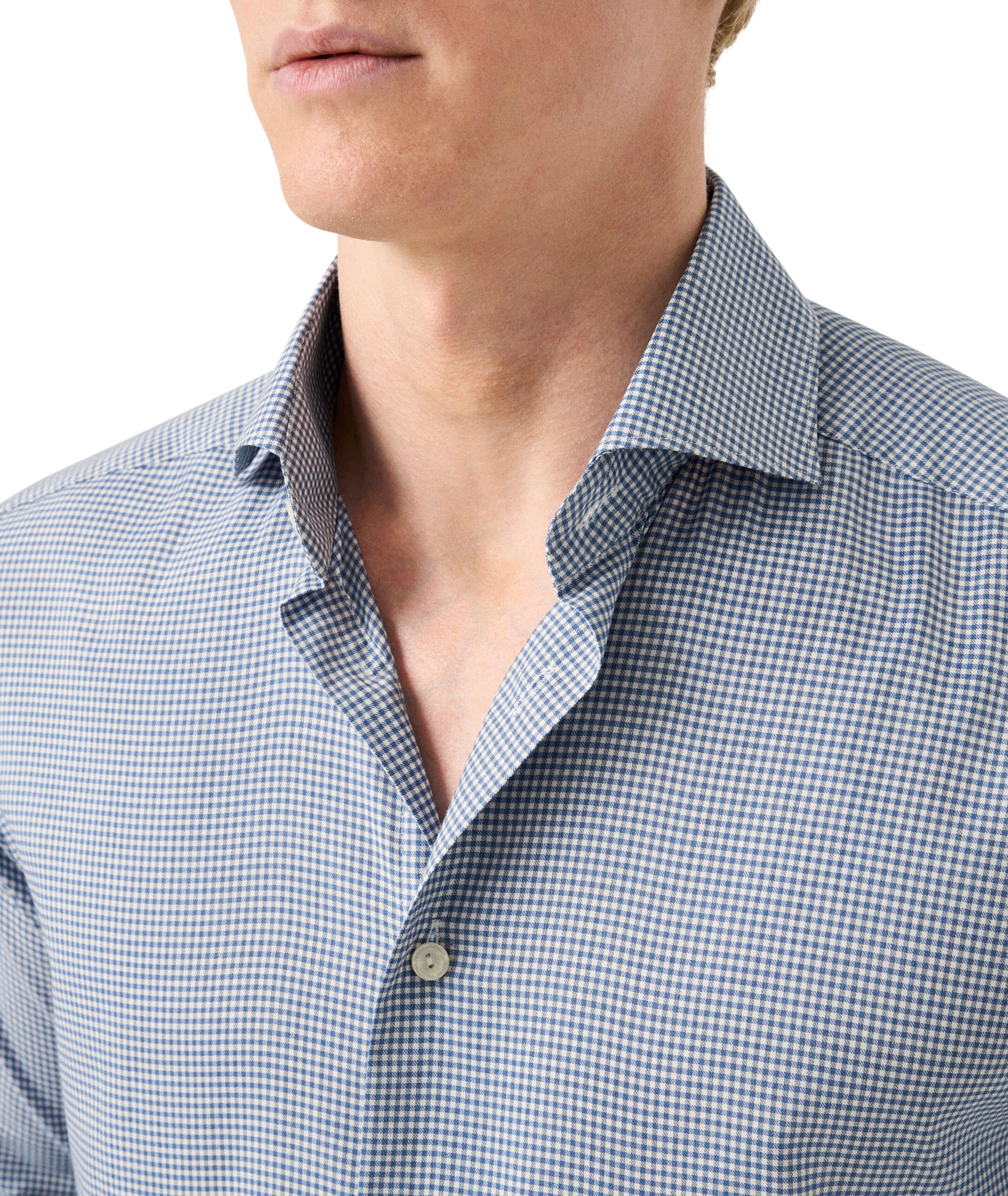 Contemporary-Fit Micro-Check Flannel Dress Shirt image 4