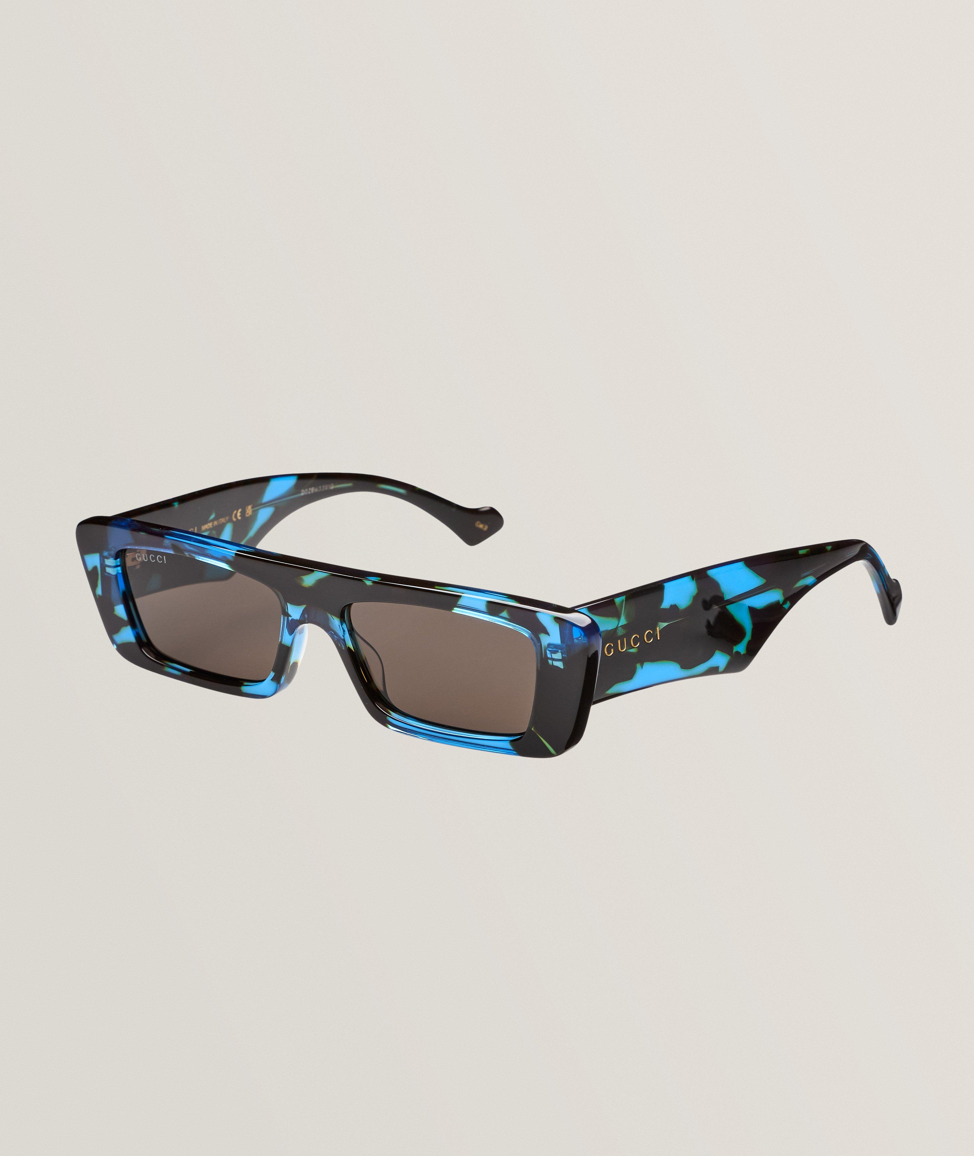 Gucci Rectangular Havana Acetate Sunglasses 