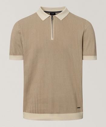 Emporio Armani Micro-Pattern Jacquard Knit Polo | Sweaters
