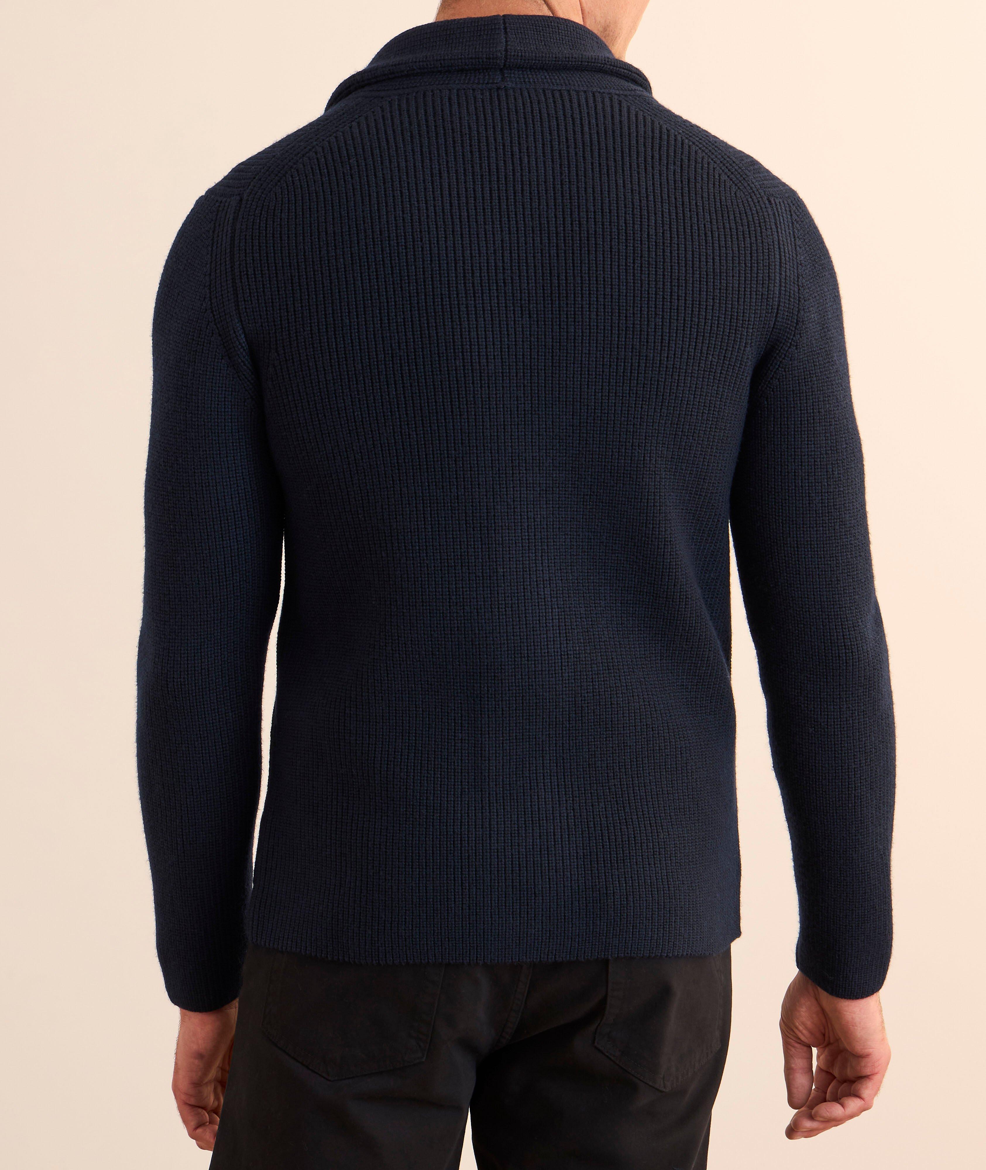 Wool Rib-Knit Shawl Cardigan  image 1