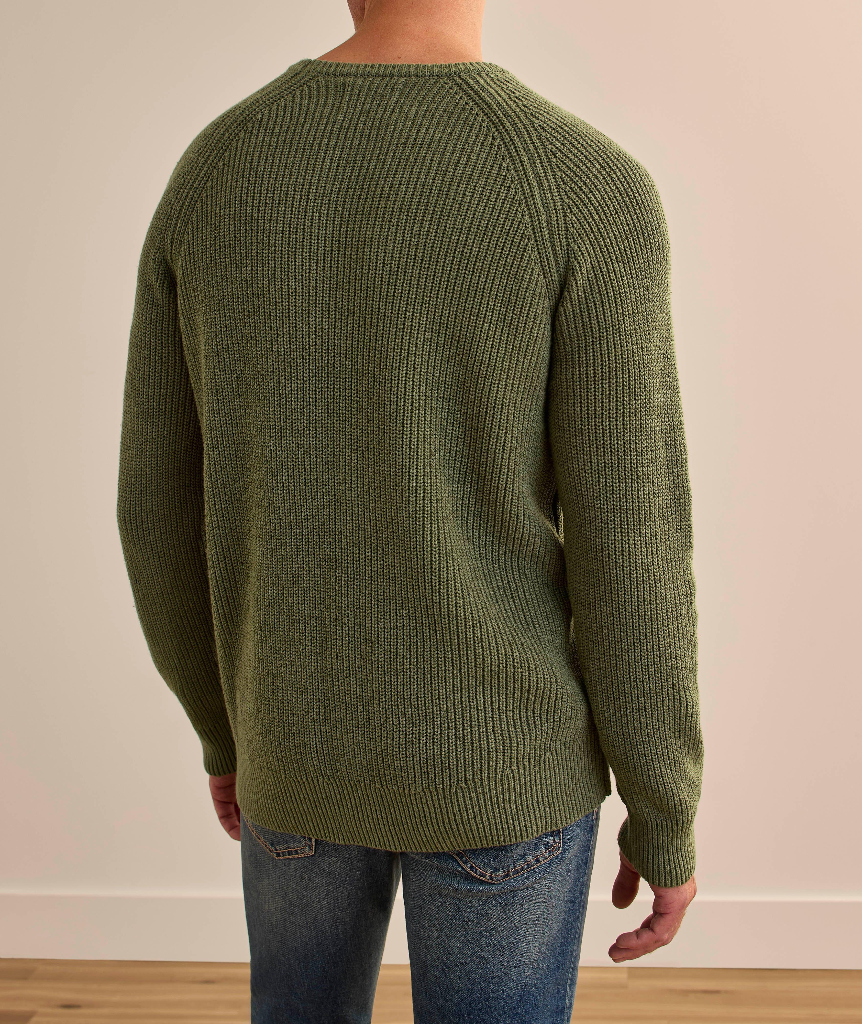 Cotton-Blend Raglan Fisherman Sweater image 2