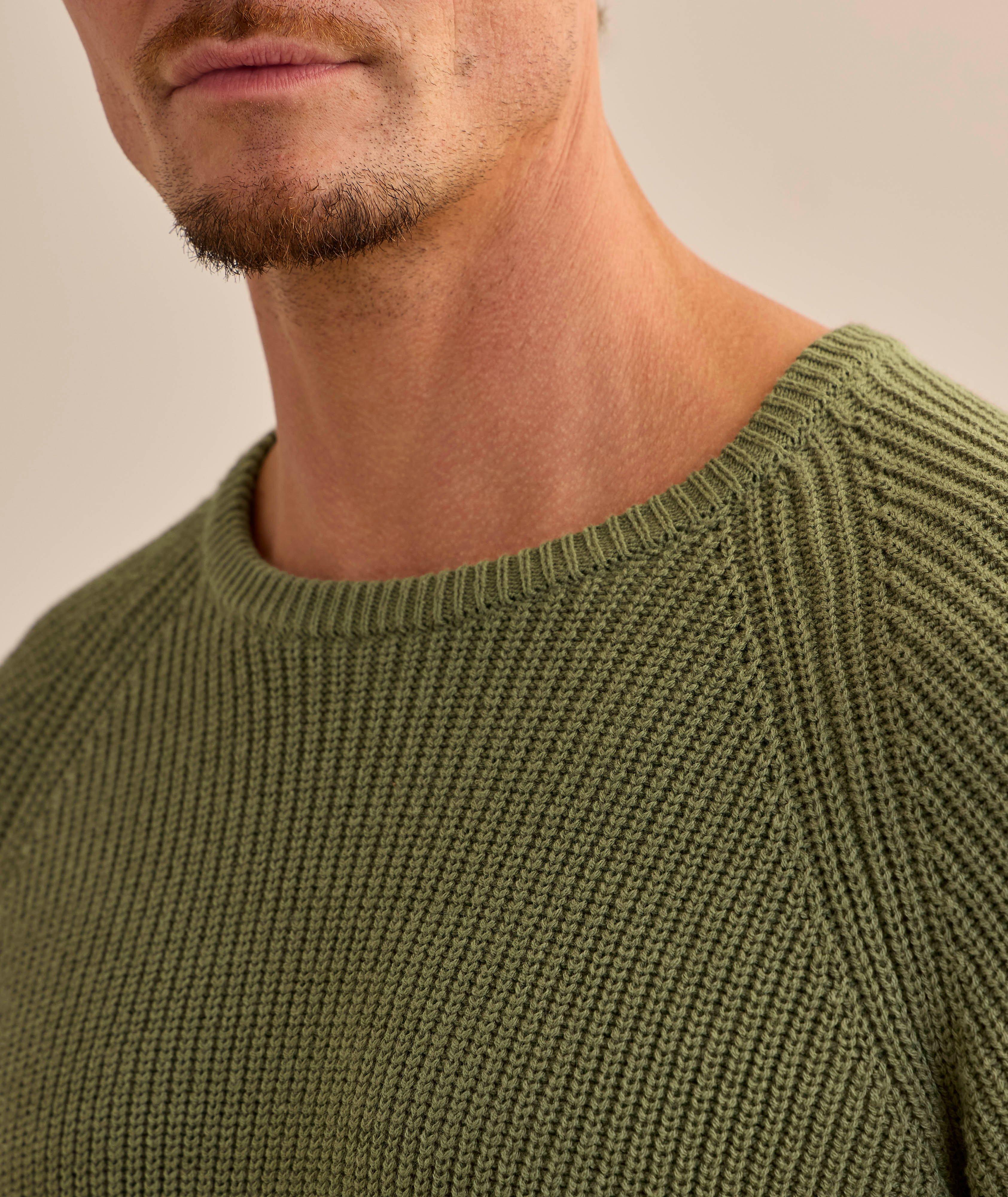 Cotton-Blend Raglan Fisherman Sweater image 3