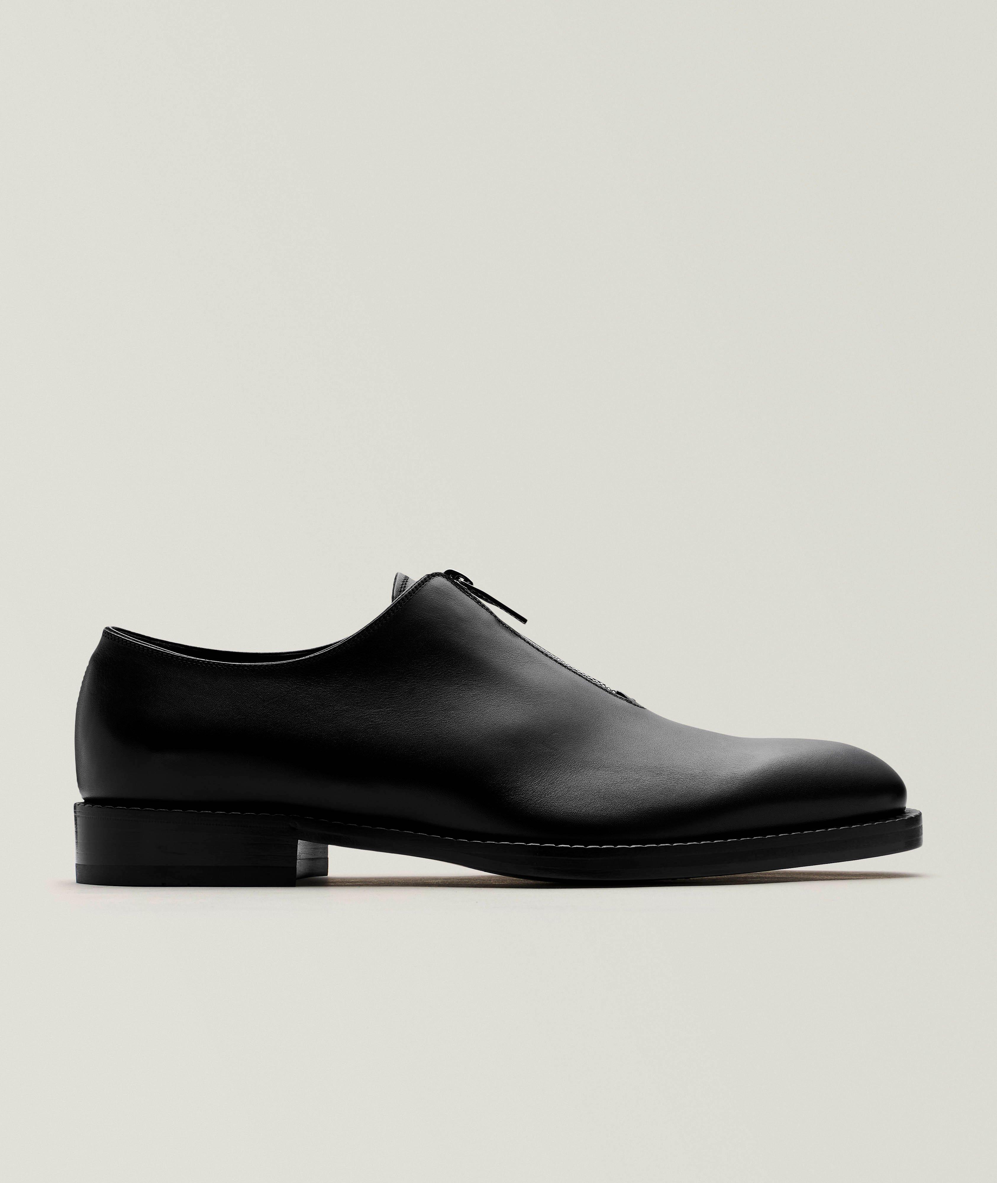 Ferragamo Wholecut Leather Zip-Up Loafers