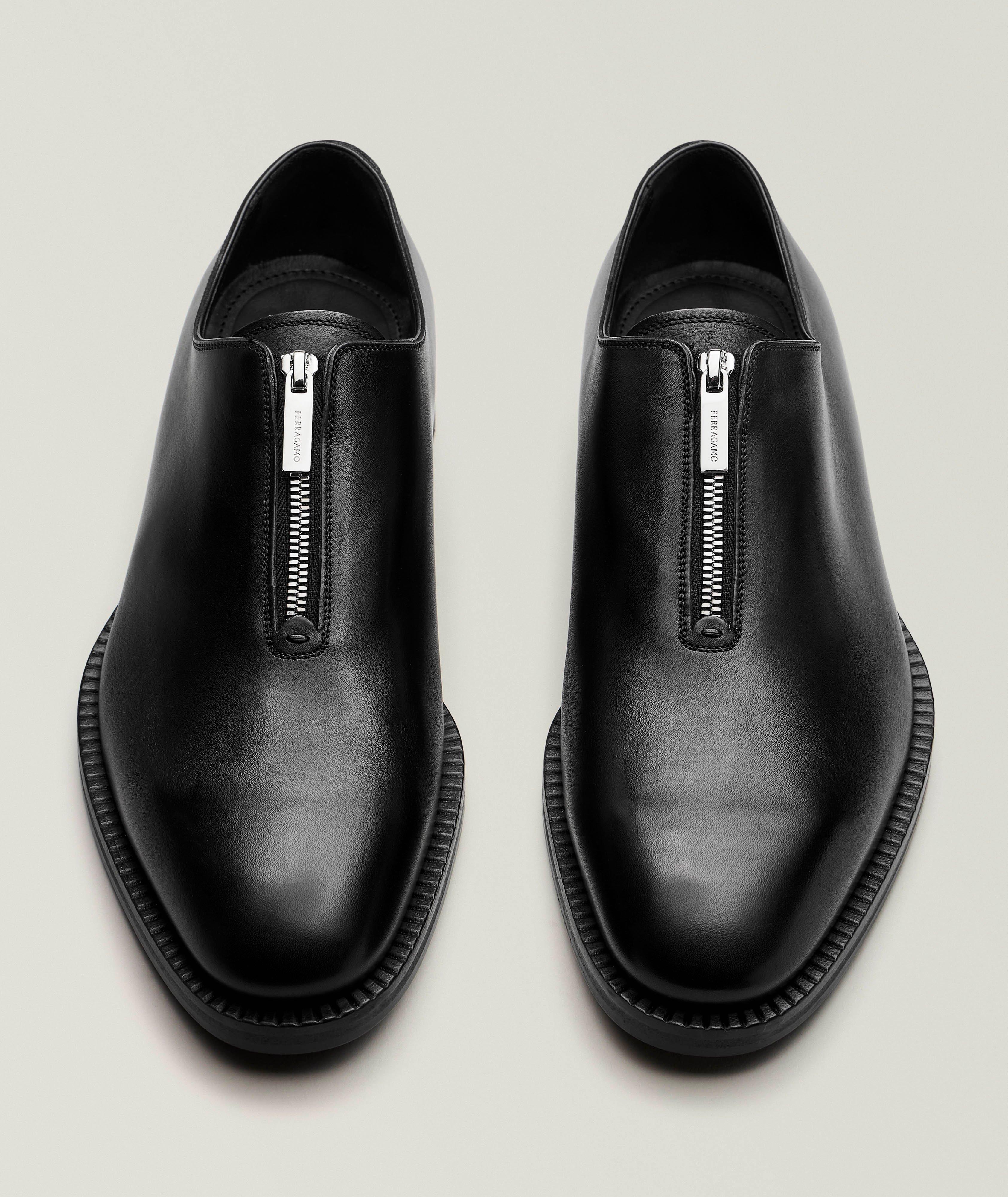 Wholecut Leather Zip-Up Loafers image 1