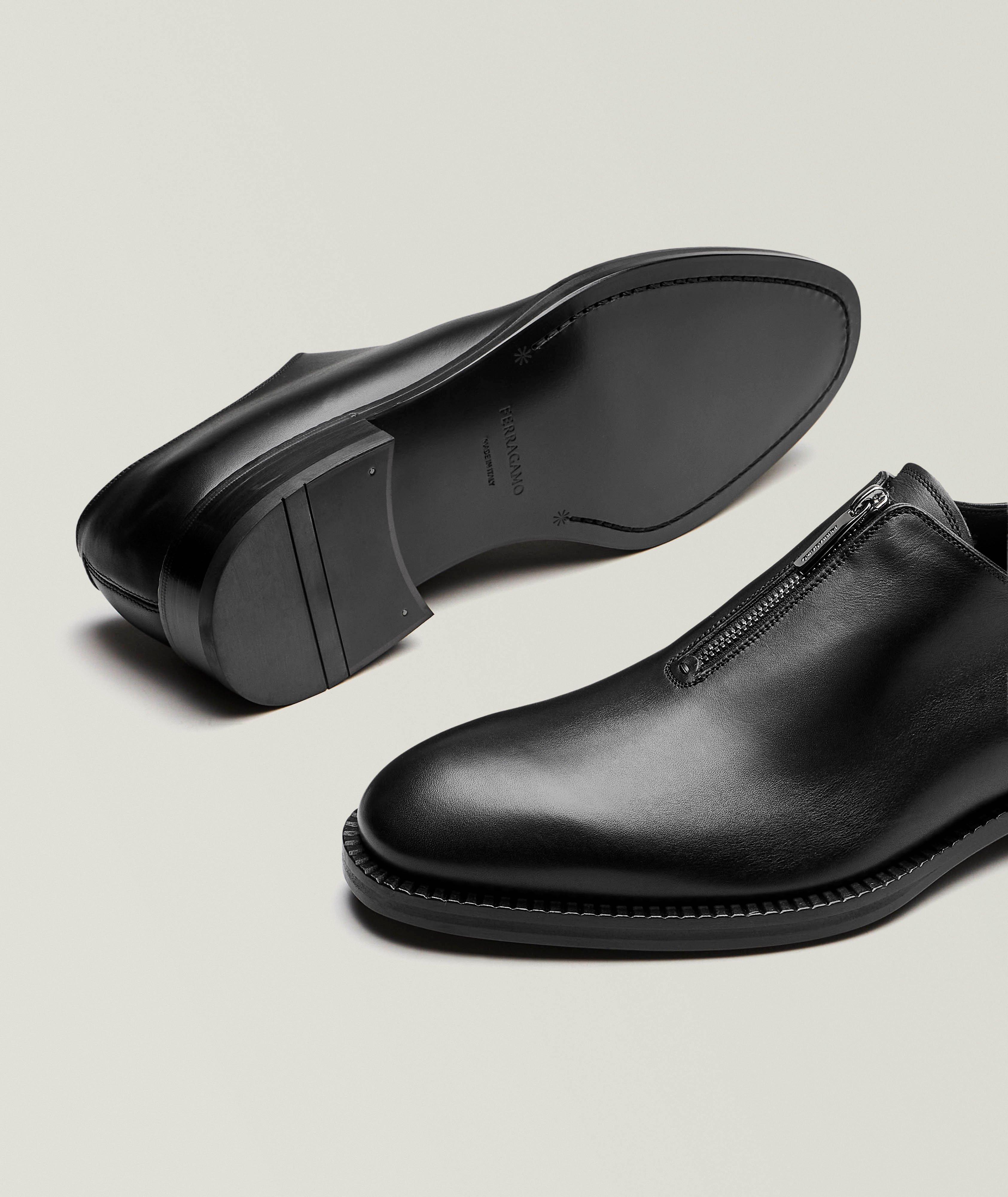 Wholecut Leather Zip-Up Loafers image 3