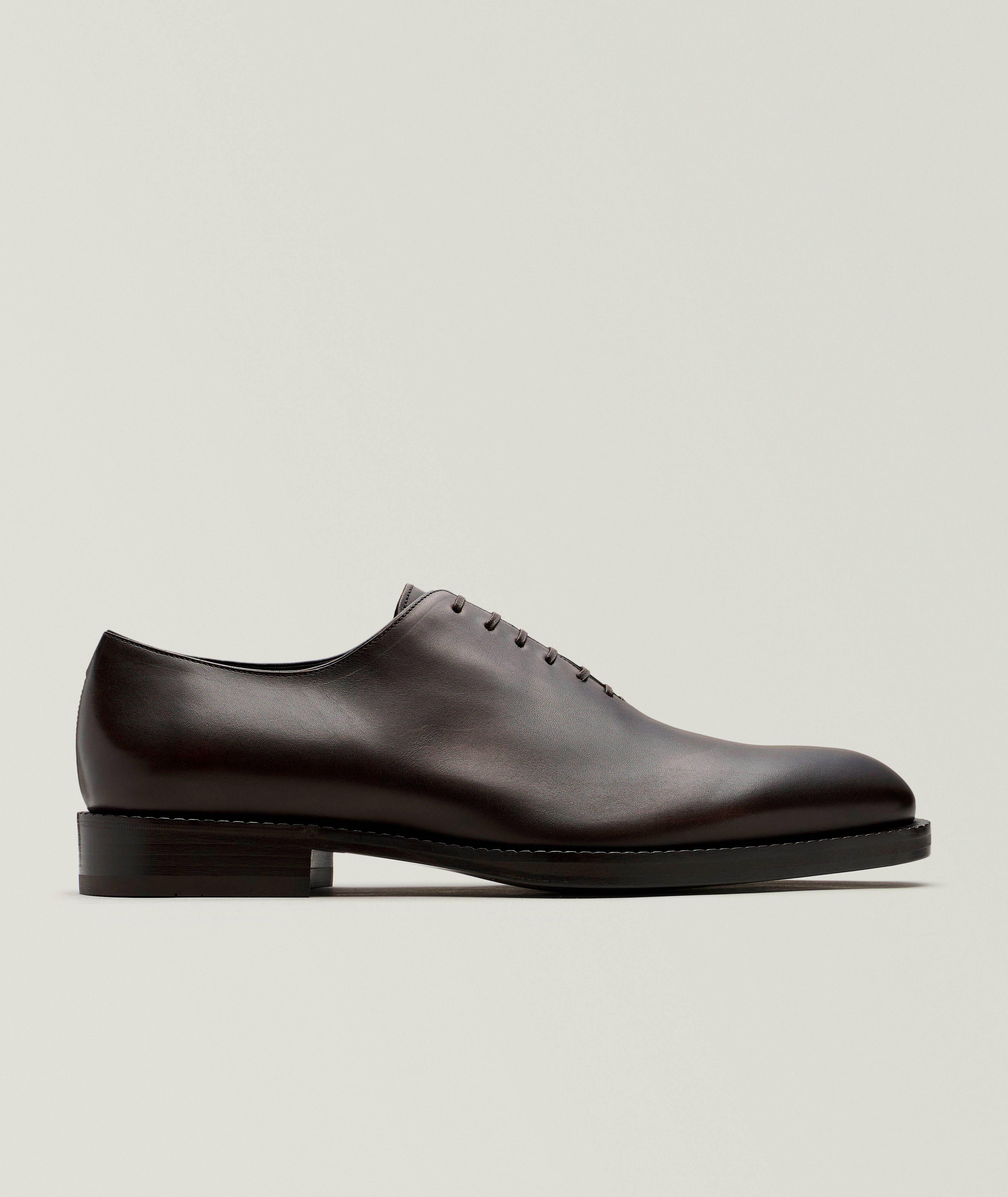 Ferragamo Wholecut Burnished Leather Oxfords