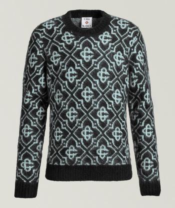 Tシャツ・カットソー MONCLER GRENOBLE Embroidered Wool Blend Tricot Sweater Moncler Grenoble: Black Girocollo Tricot Sweater | SSENSE