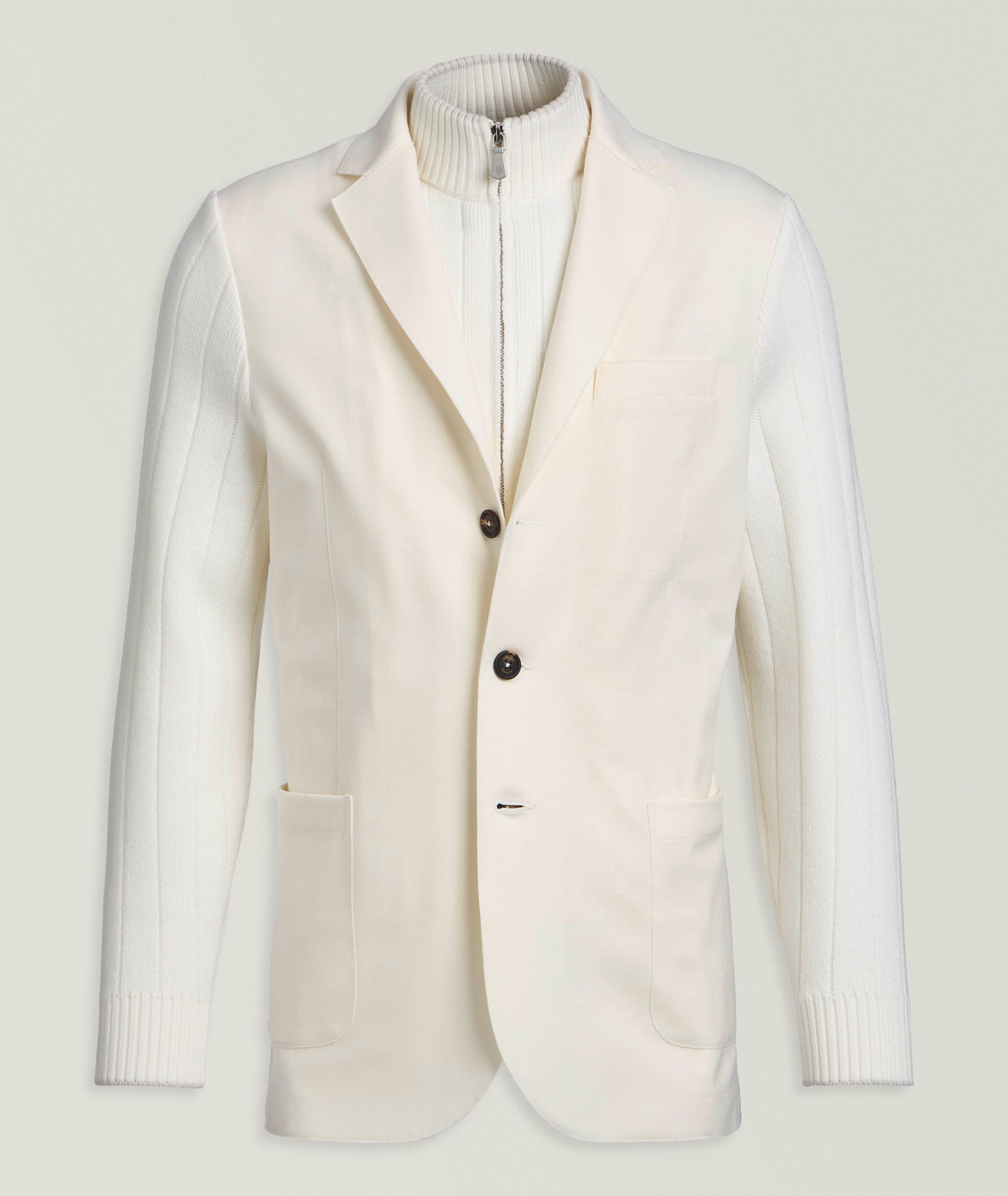 Eleventy Removable-Bib Wool Knit Sport Jacket