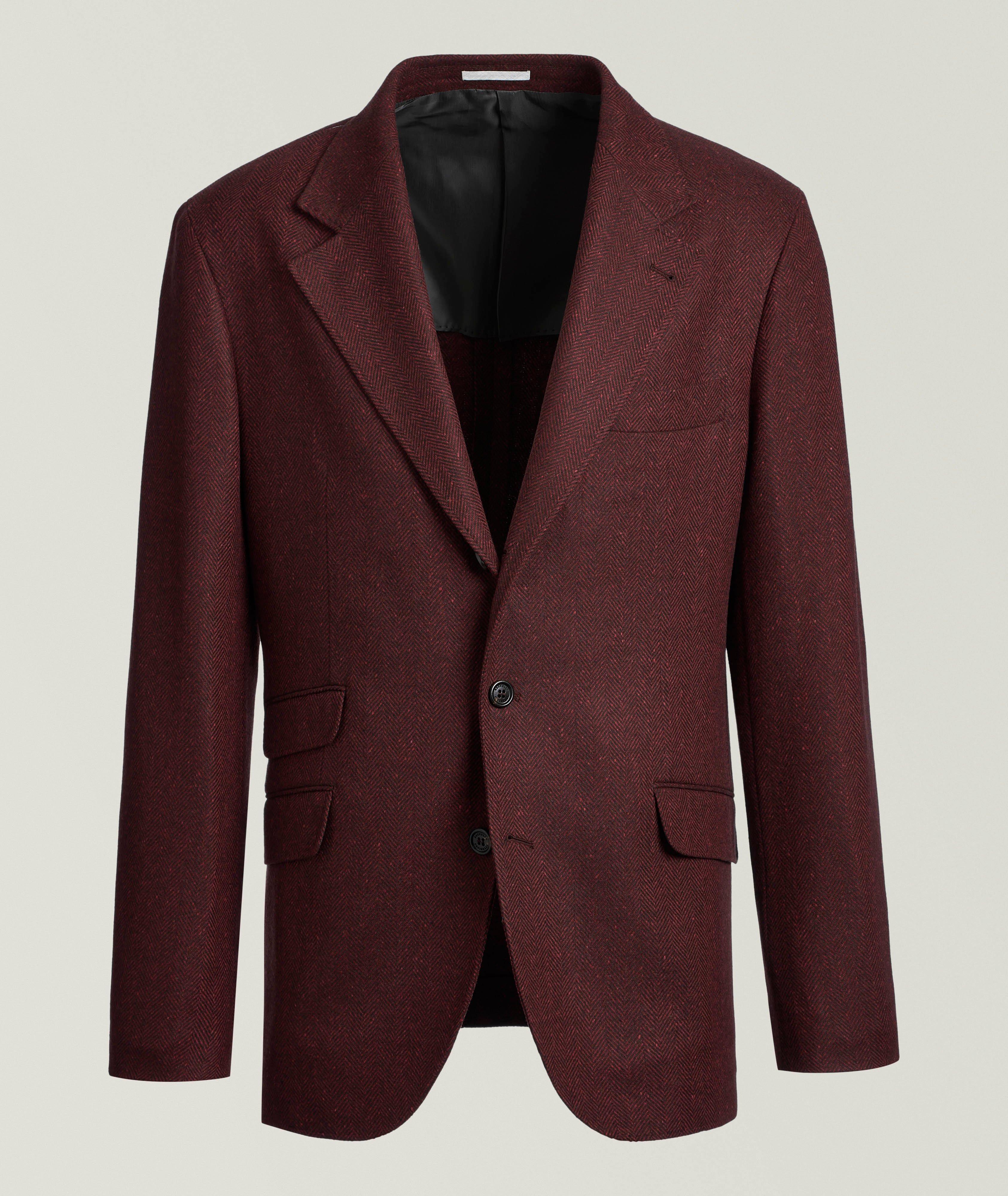 Herringbone Wool-Cashmere Suit Jacket