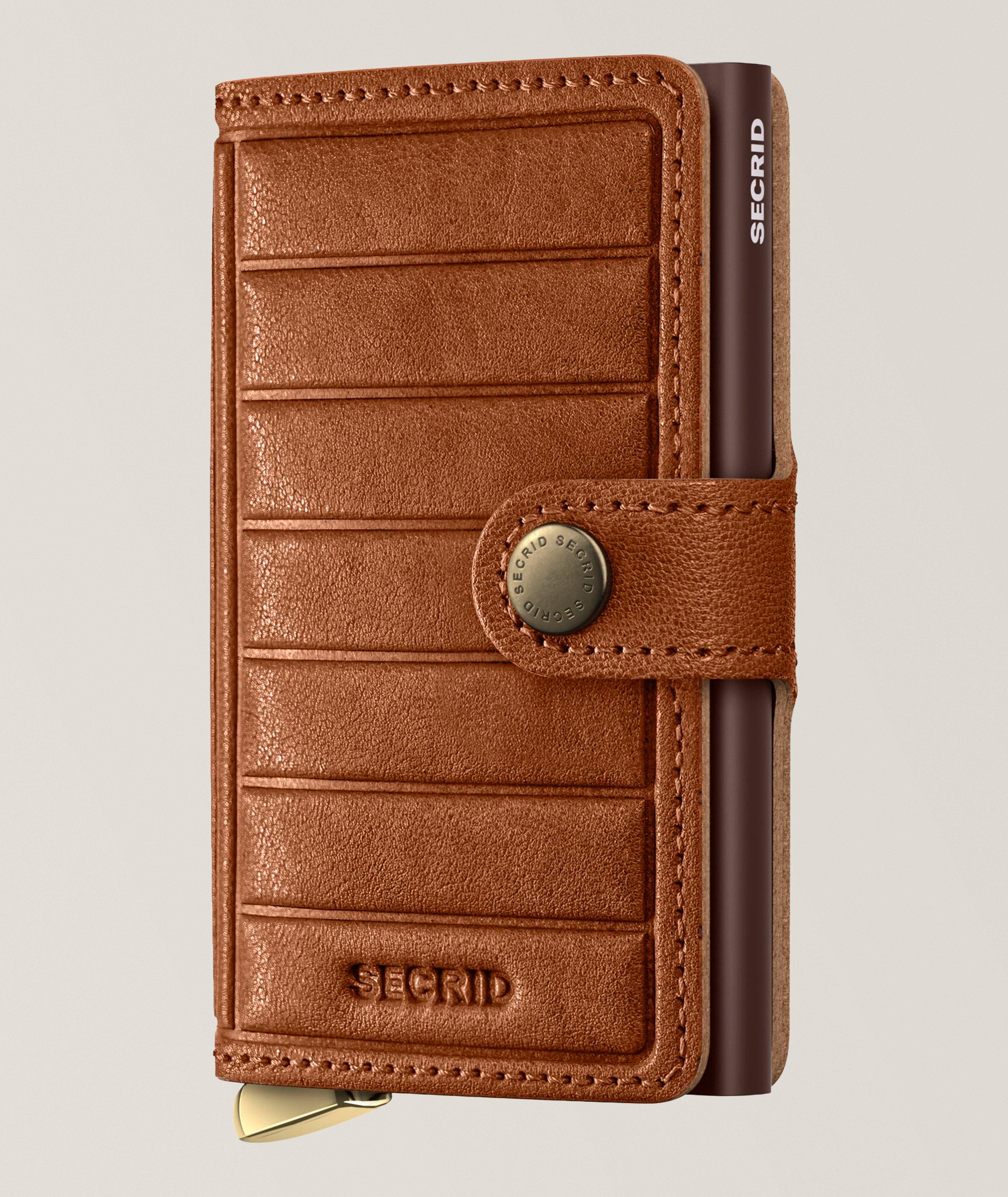 Embossed Lines Leather RFID Mini Wallet