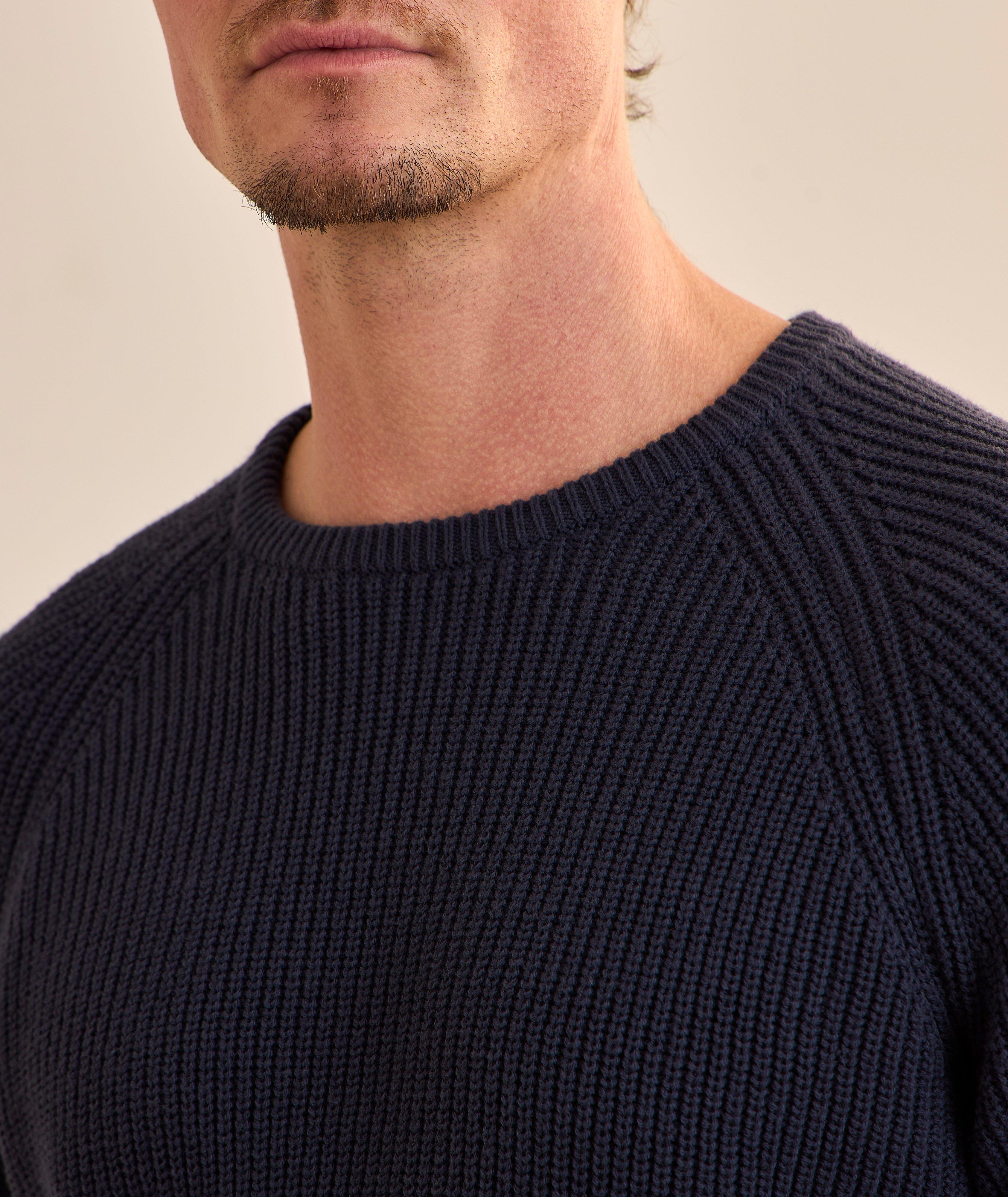 Cotton-Blend Raglan Fisherman Sweater image 3