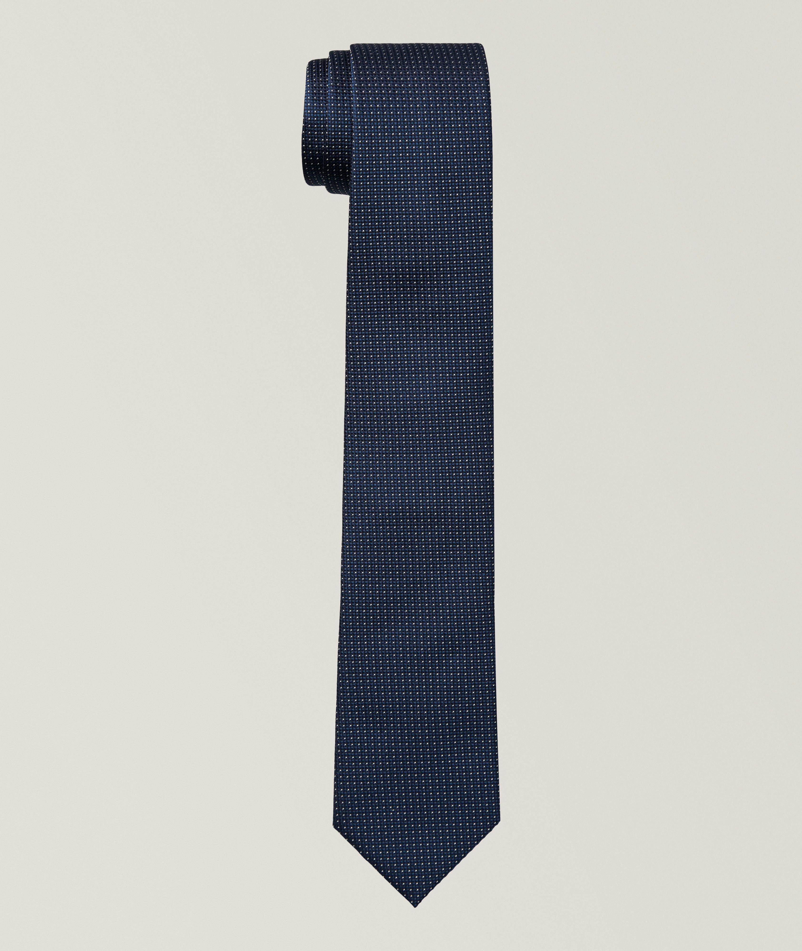 Cravate en soie jacquard micro-pois image 0