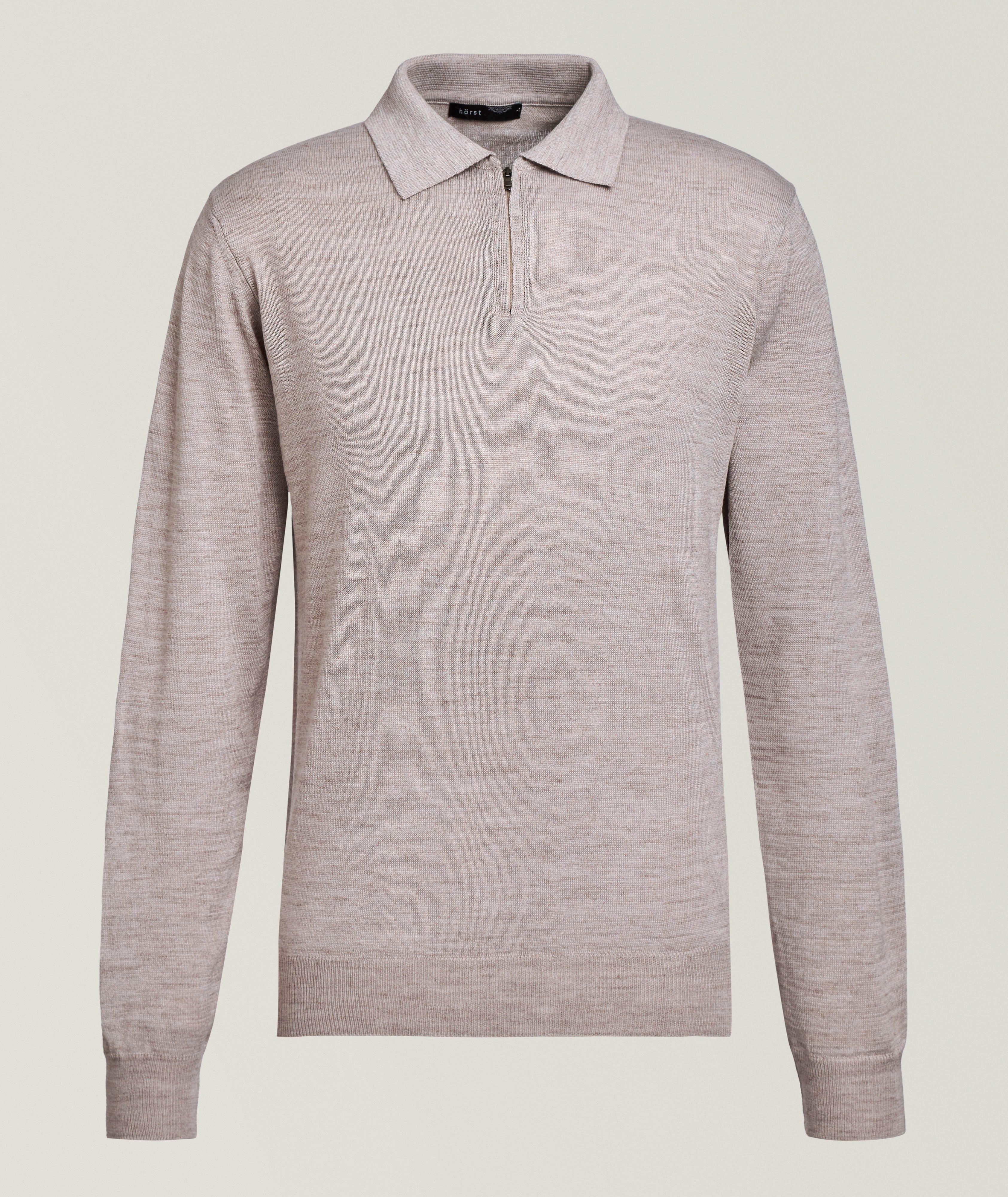 Merino Quarter-Zip Polo Sweater image 0