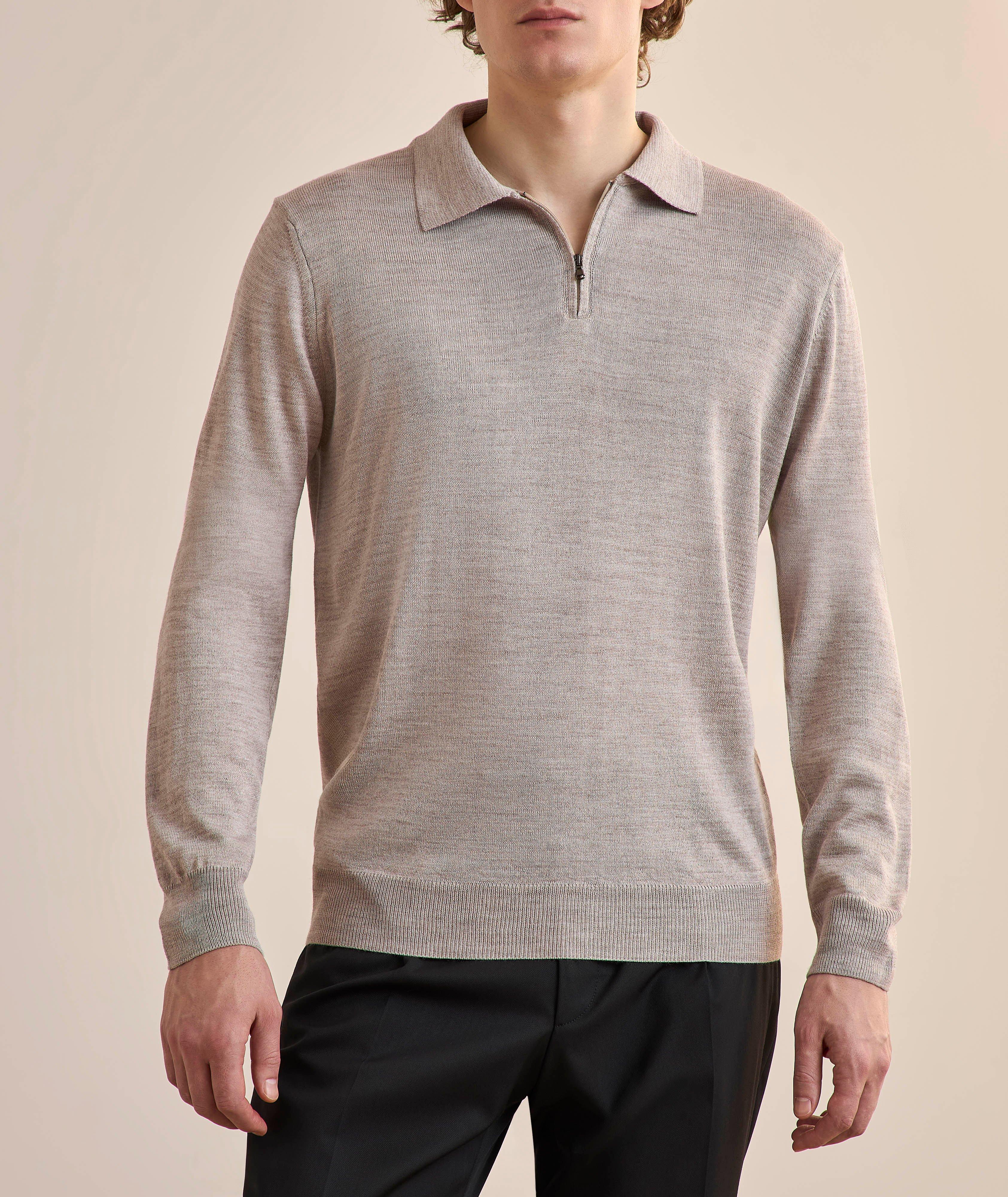 Merino Quarter-Zip Polo Sweater image 1