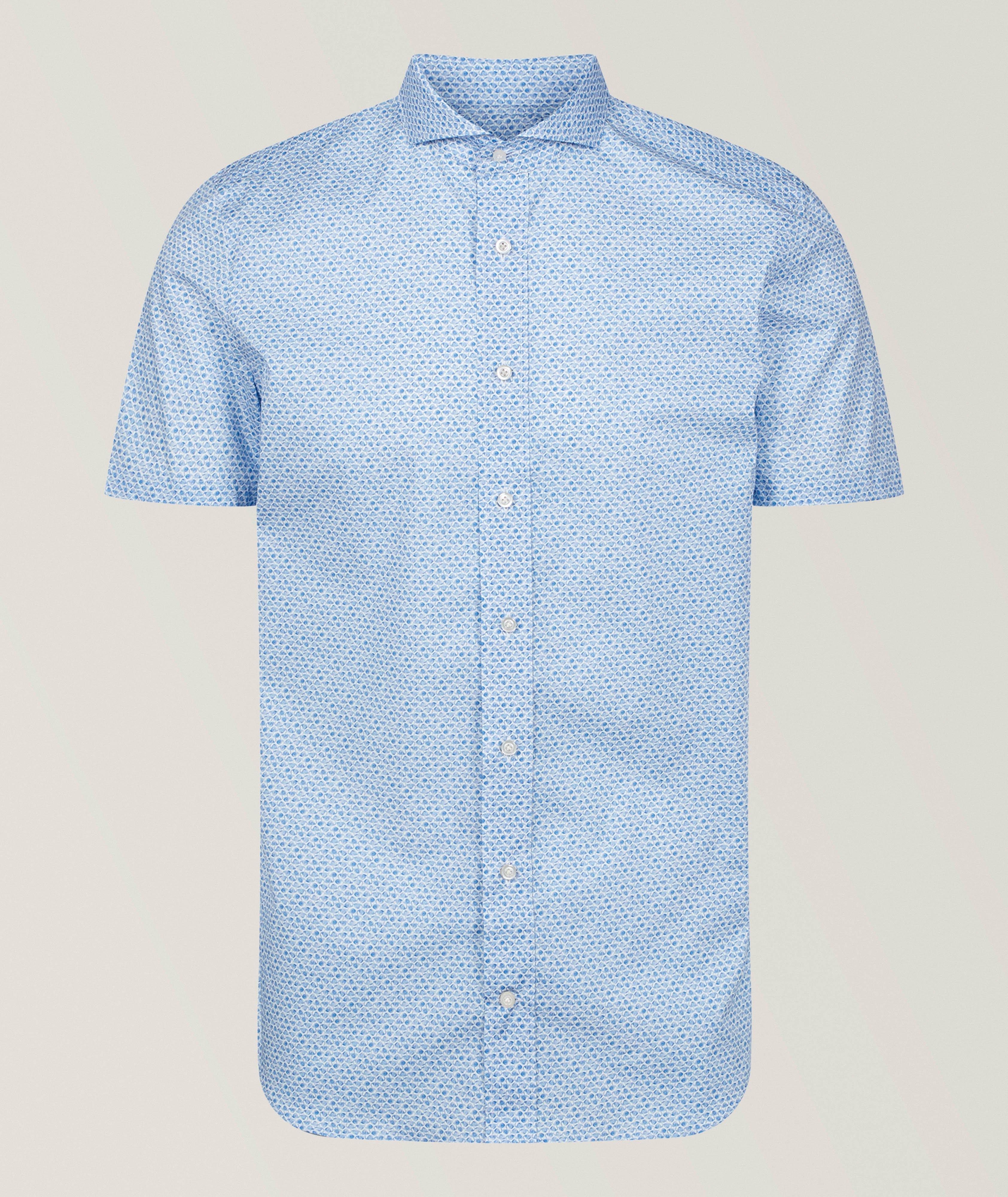 Neat-Print Stretch-Poplin Shirt