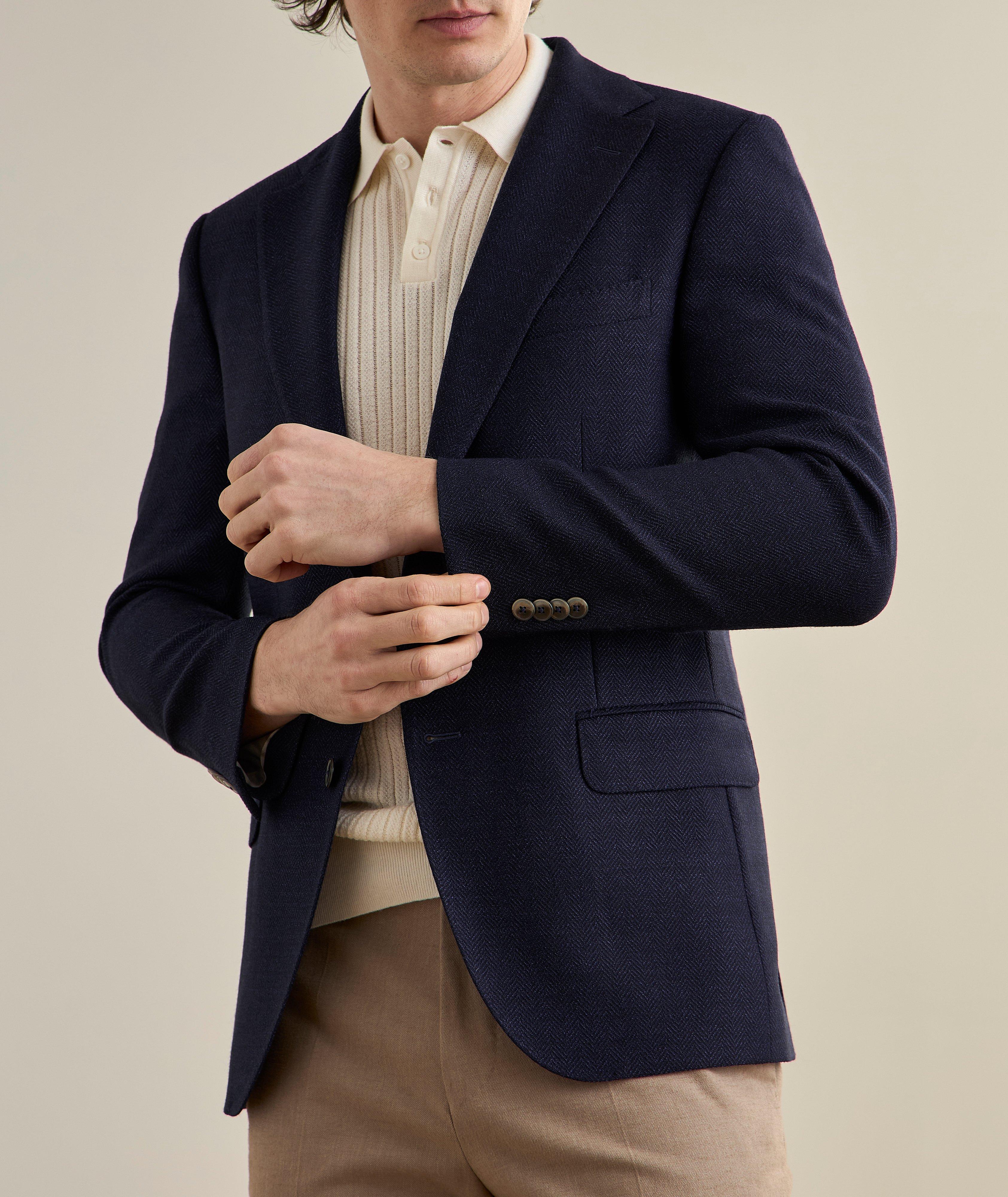 Bowie Herringbone Stretch-Wool Sport Jacket image 1