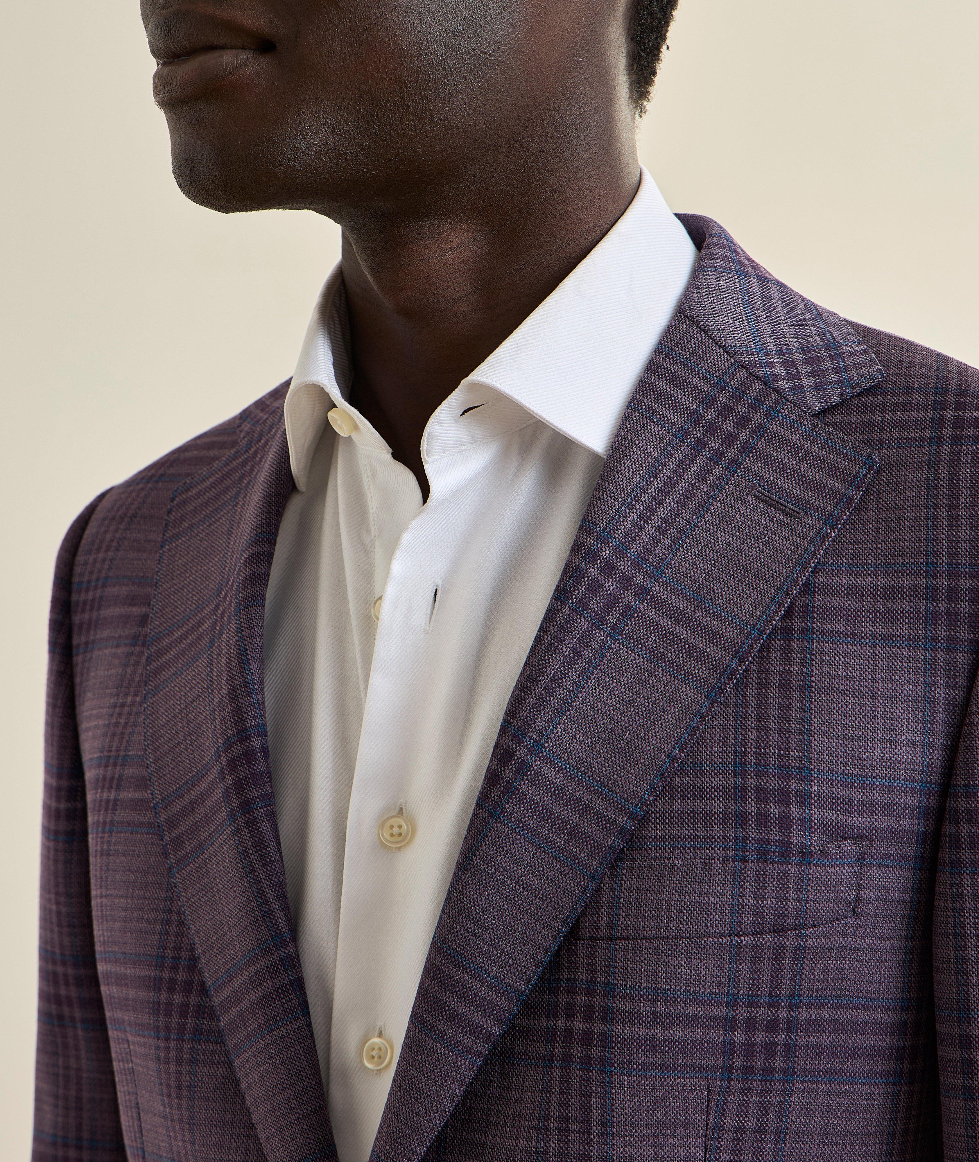 Bowie Stretch-Wool Plaid Sport Jacket image 3