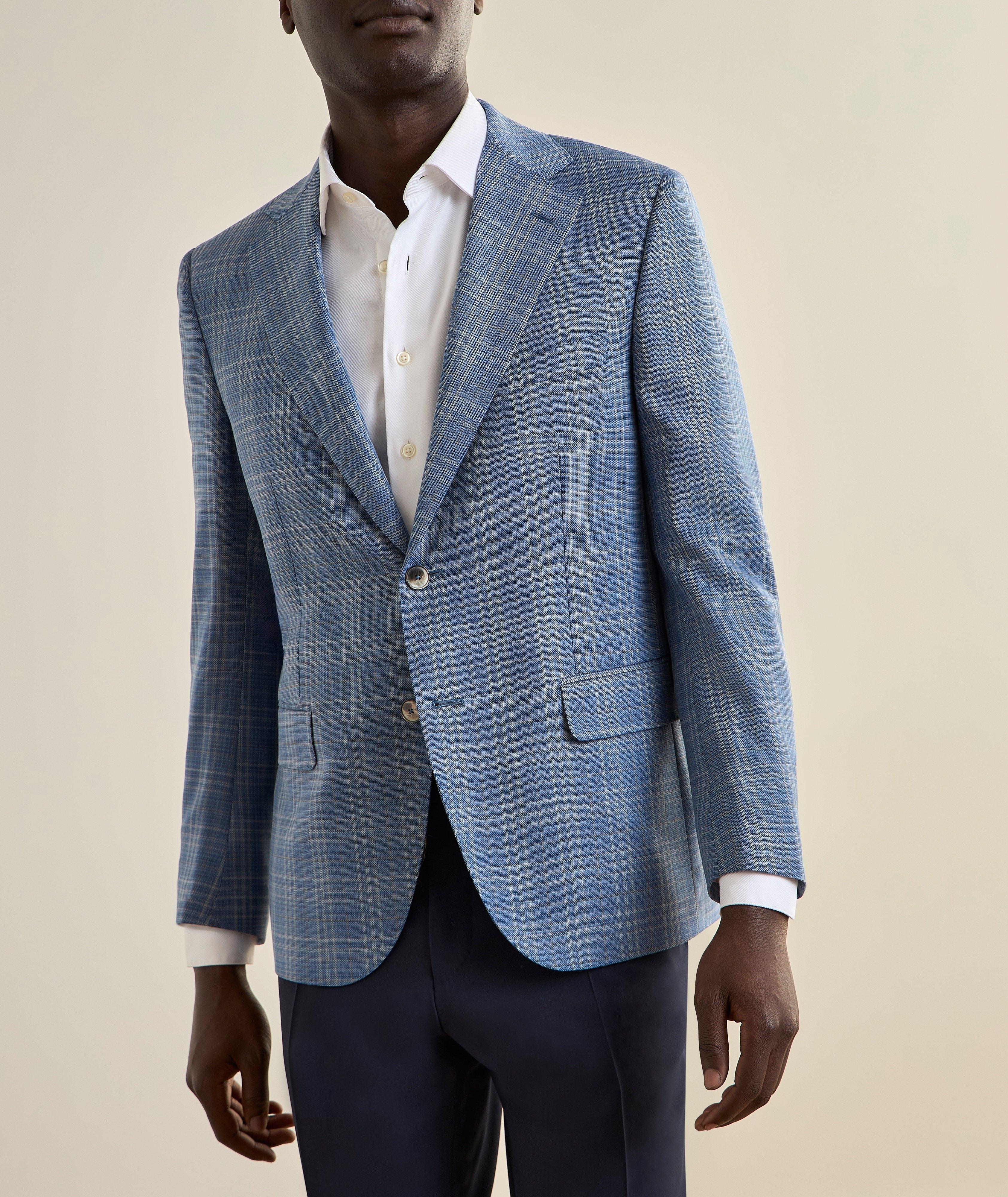 Bowie Stretch-Wool Plaid Sport Jacket image 1