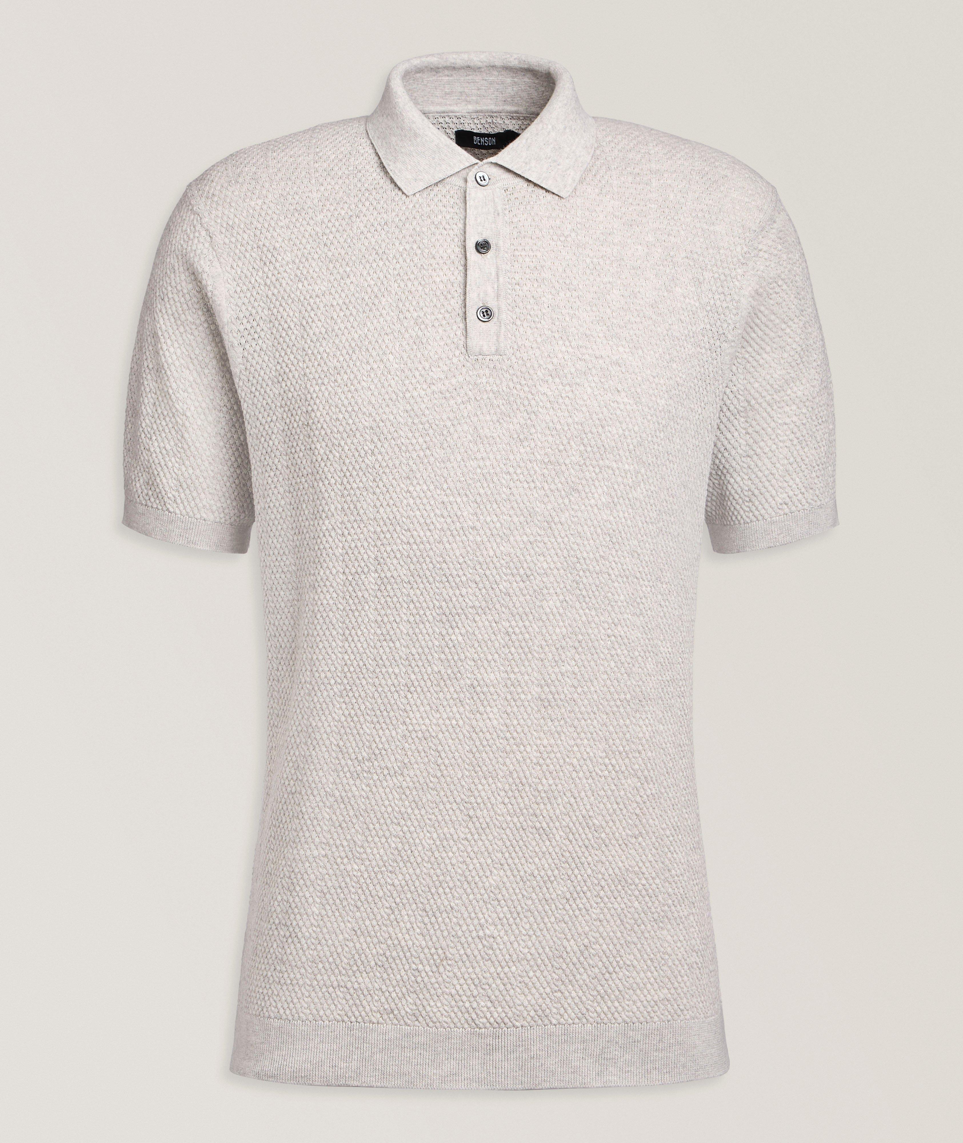 Benson Pointelle Textured Cotton Knit Polo 