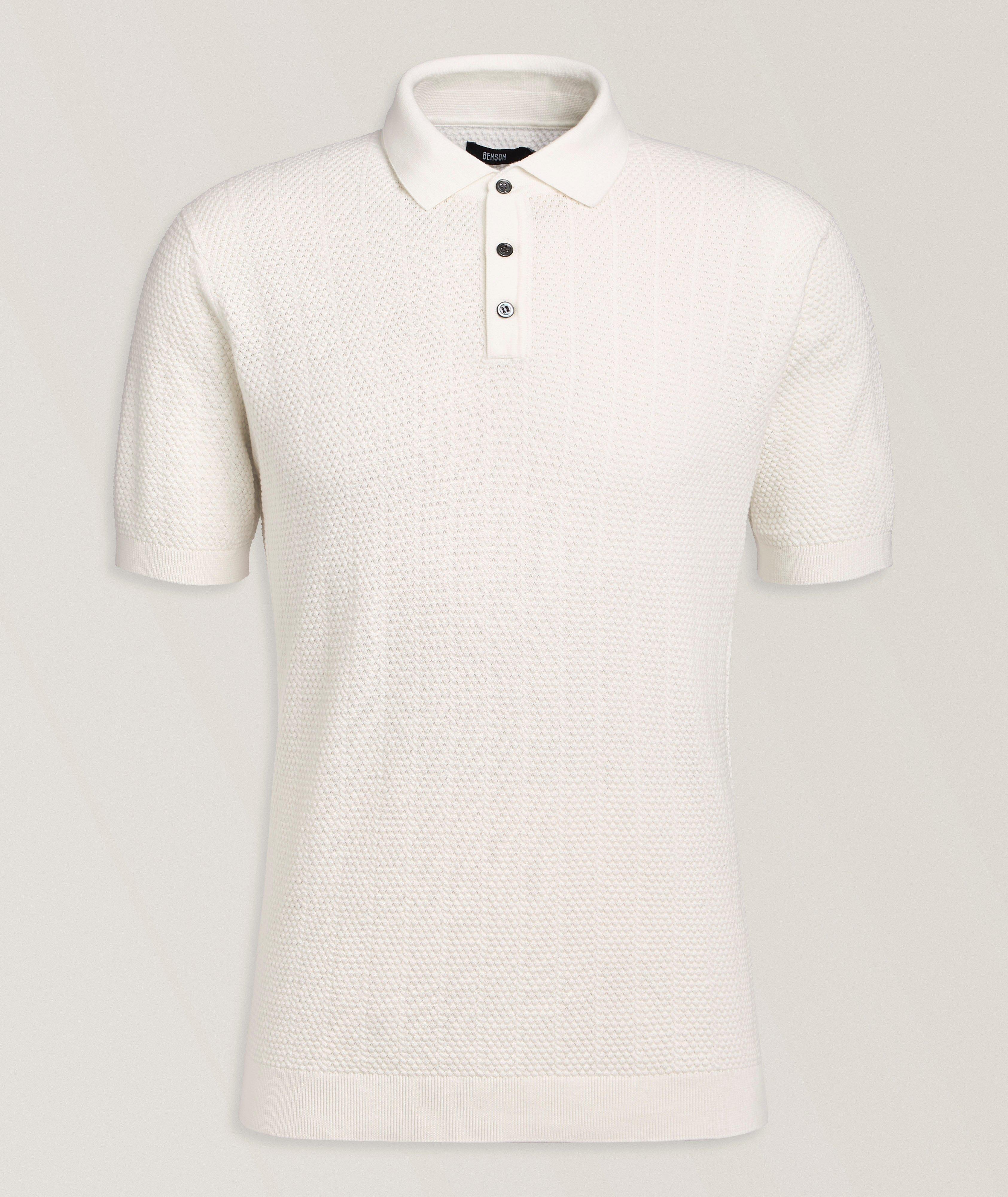 Benson Pointelle Textured Cotton Knit Polo 