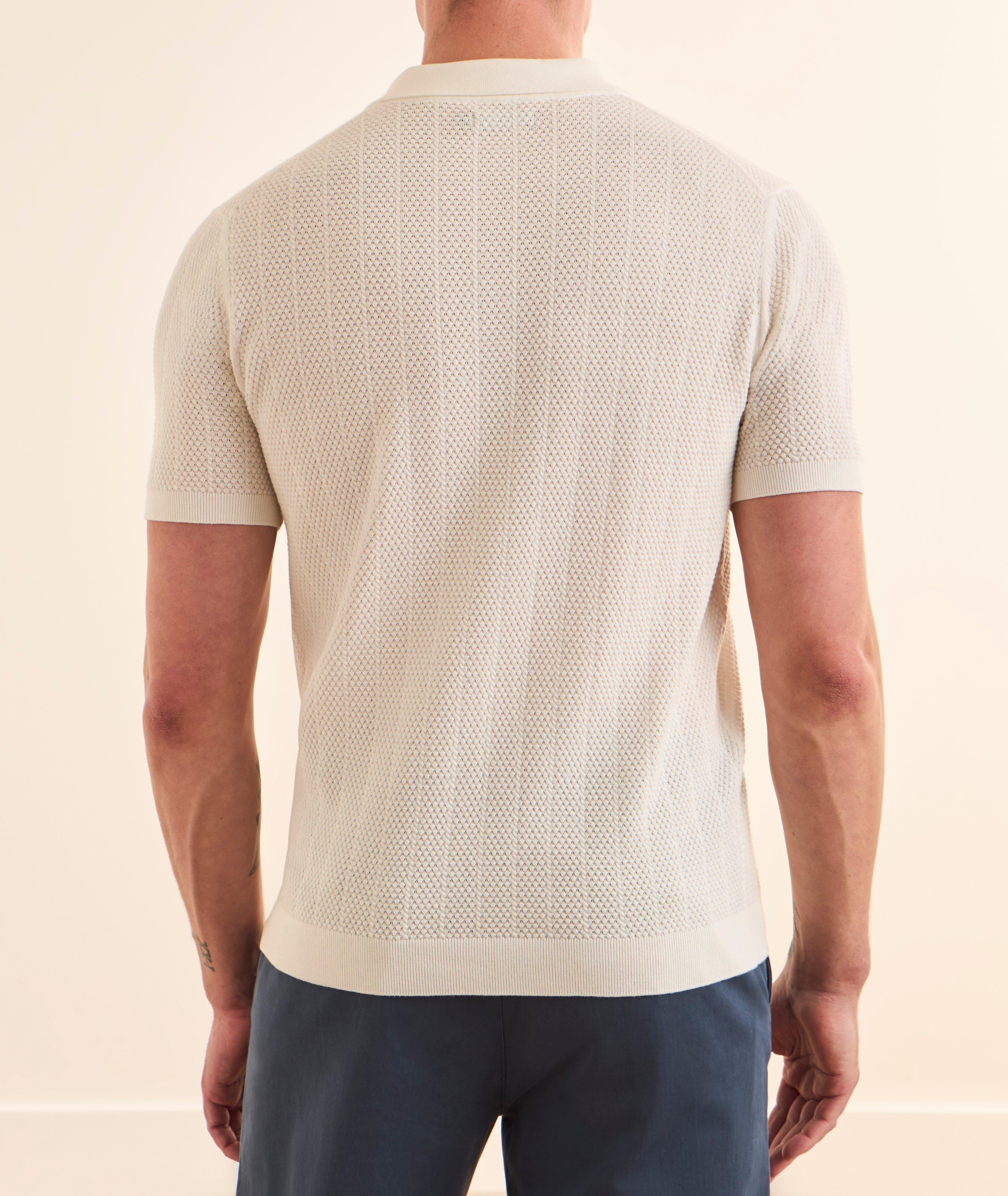 Pointelle Textured Cotton Knit Polo  image 2