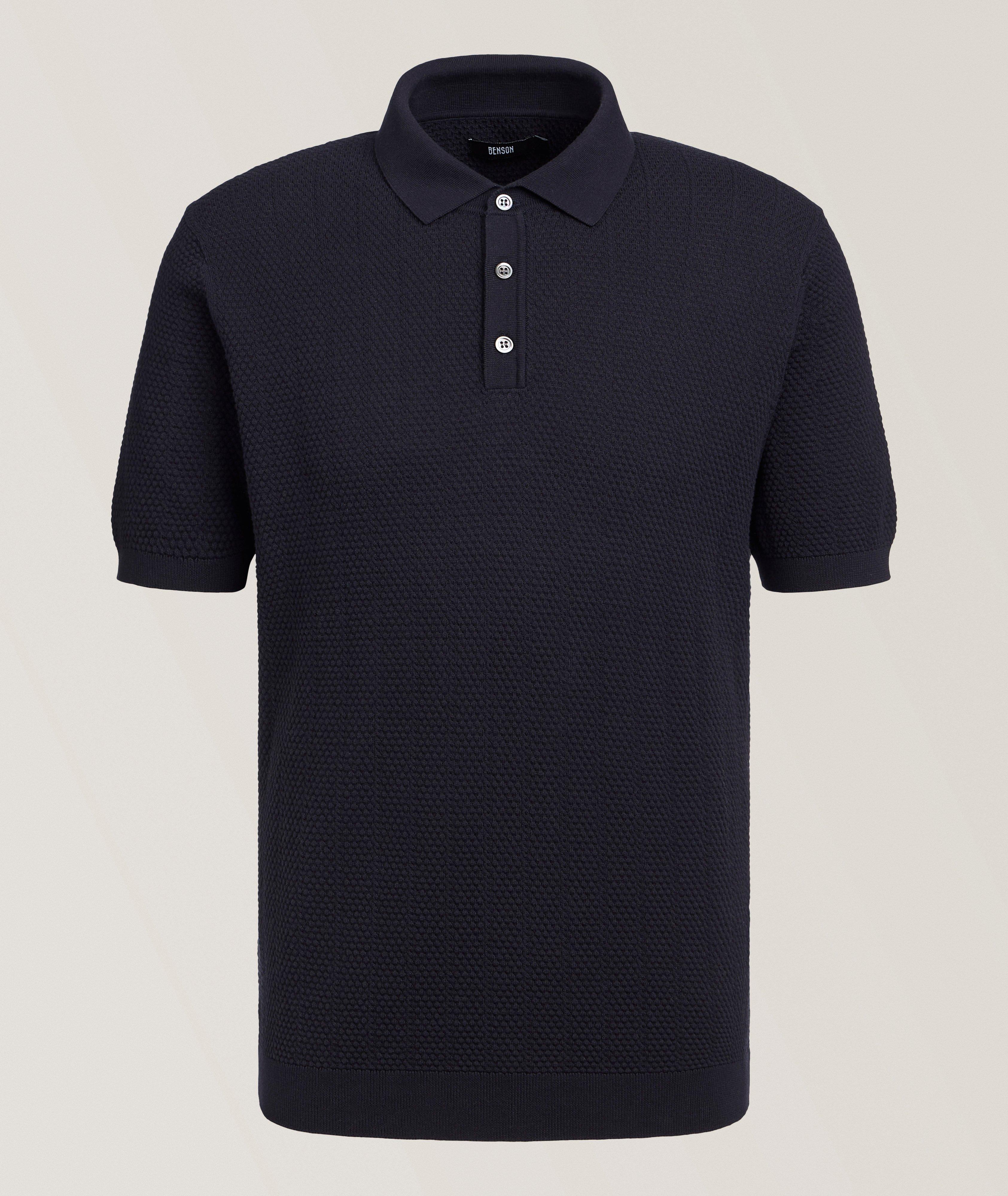 Benson Pointelle Textured Cotton Knit Polo 