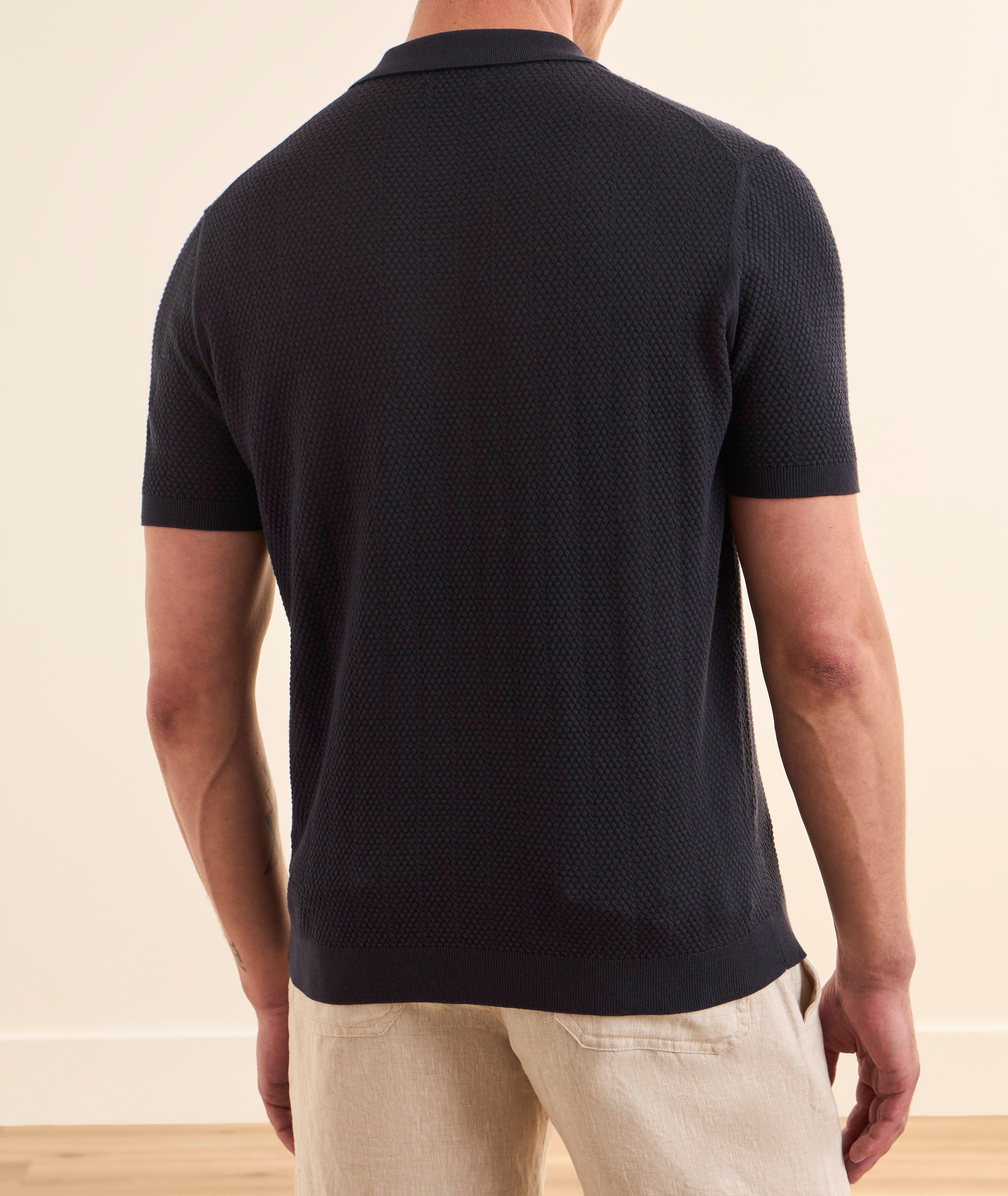 Pointelle Textured Cotton Knit Polo  image 2
