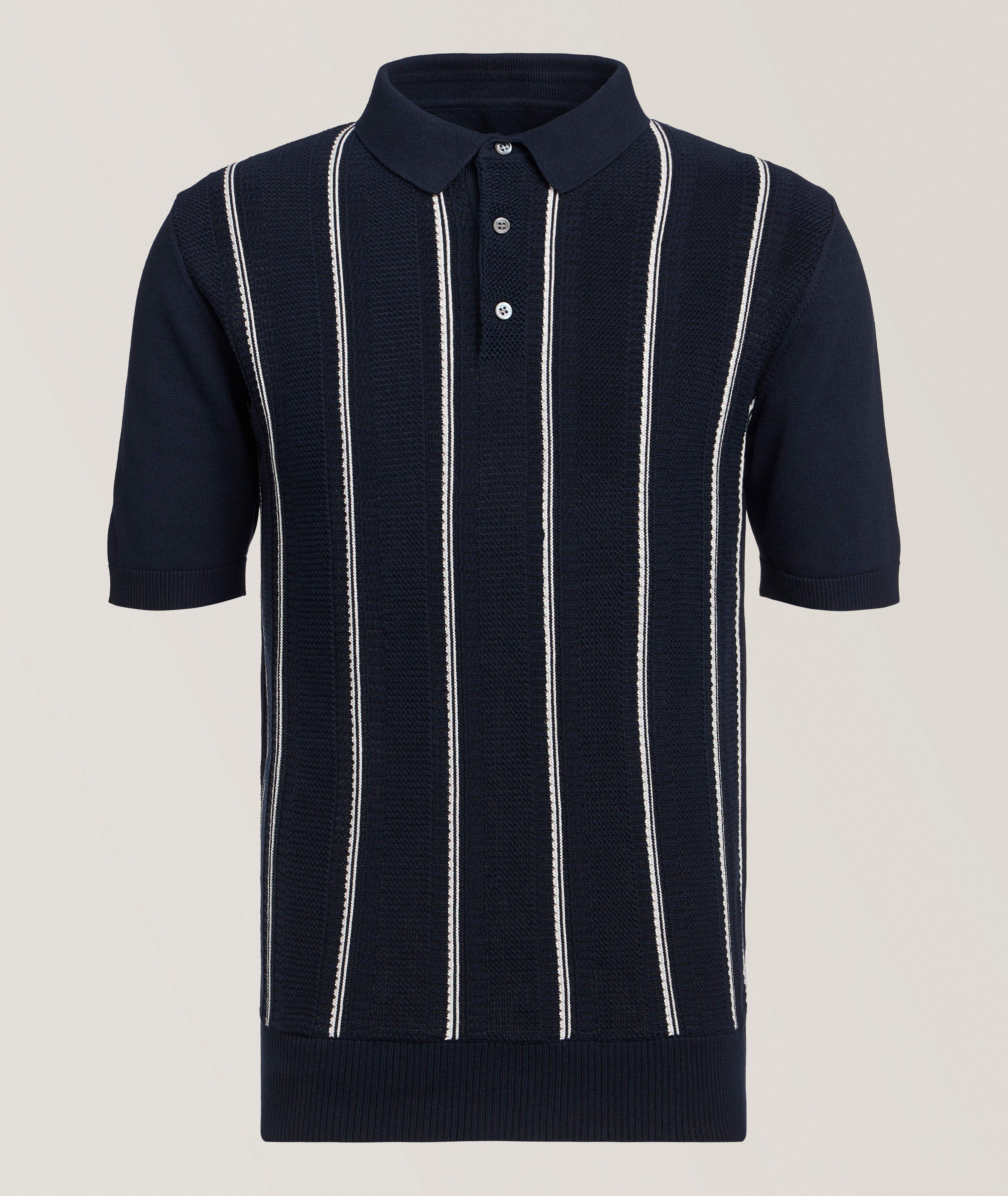 Striped Cotton Knit Polo image 0