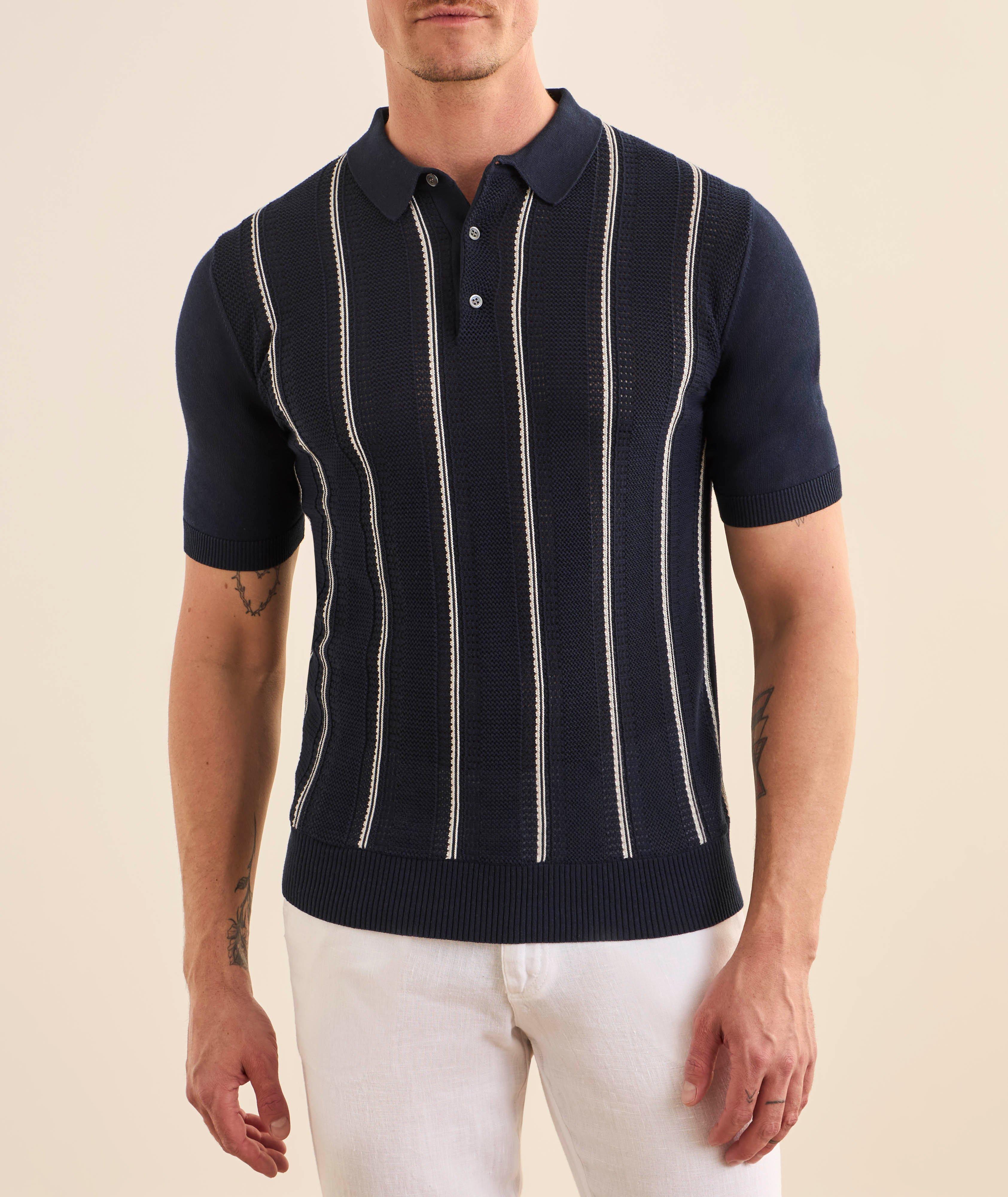 Striped Cotton Knit Polo image 1