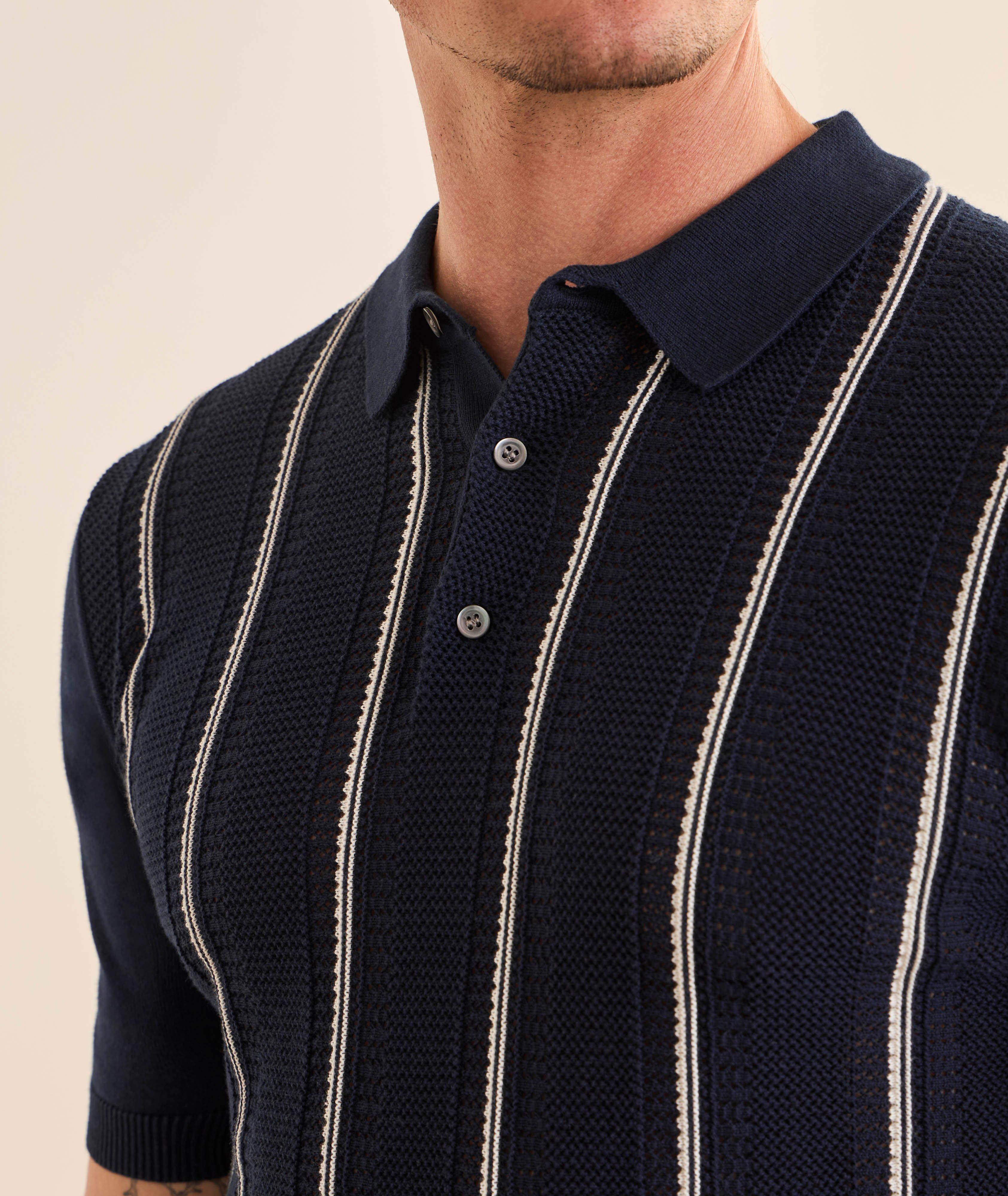 Striped Cotton Knit Polo image 3