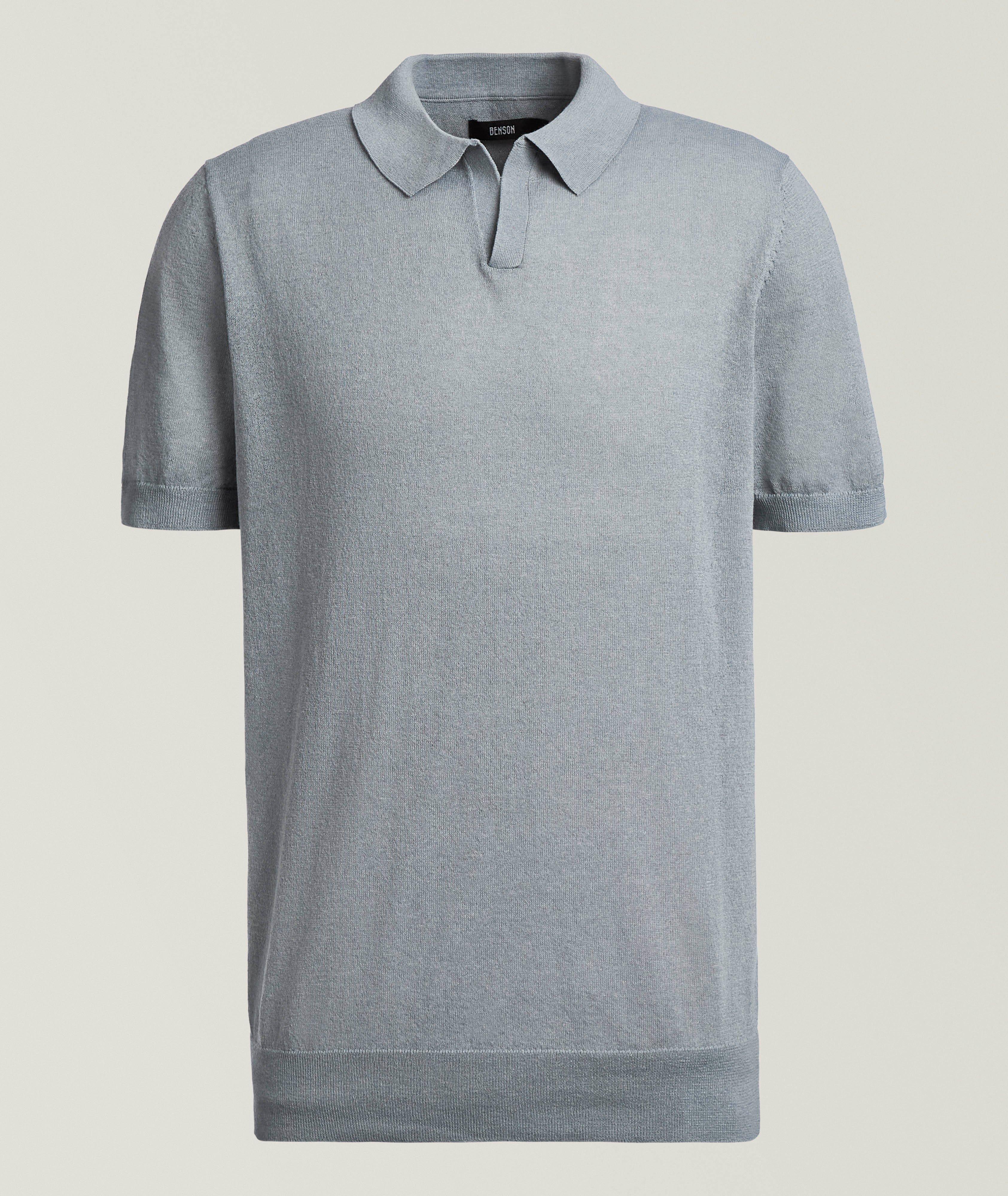 Benson Linen-Blend Johnny Collar Polo 