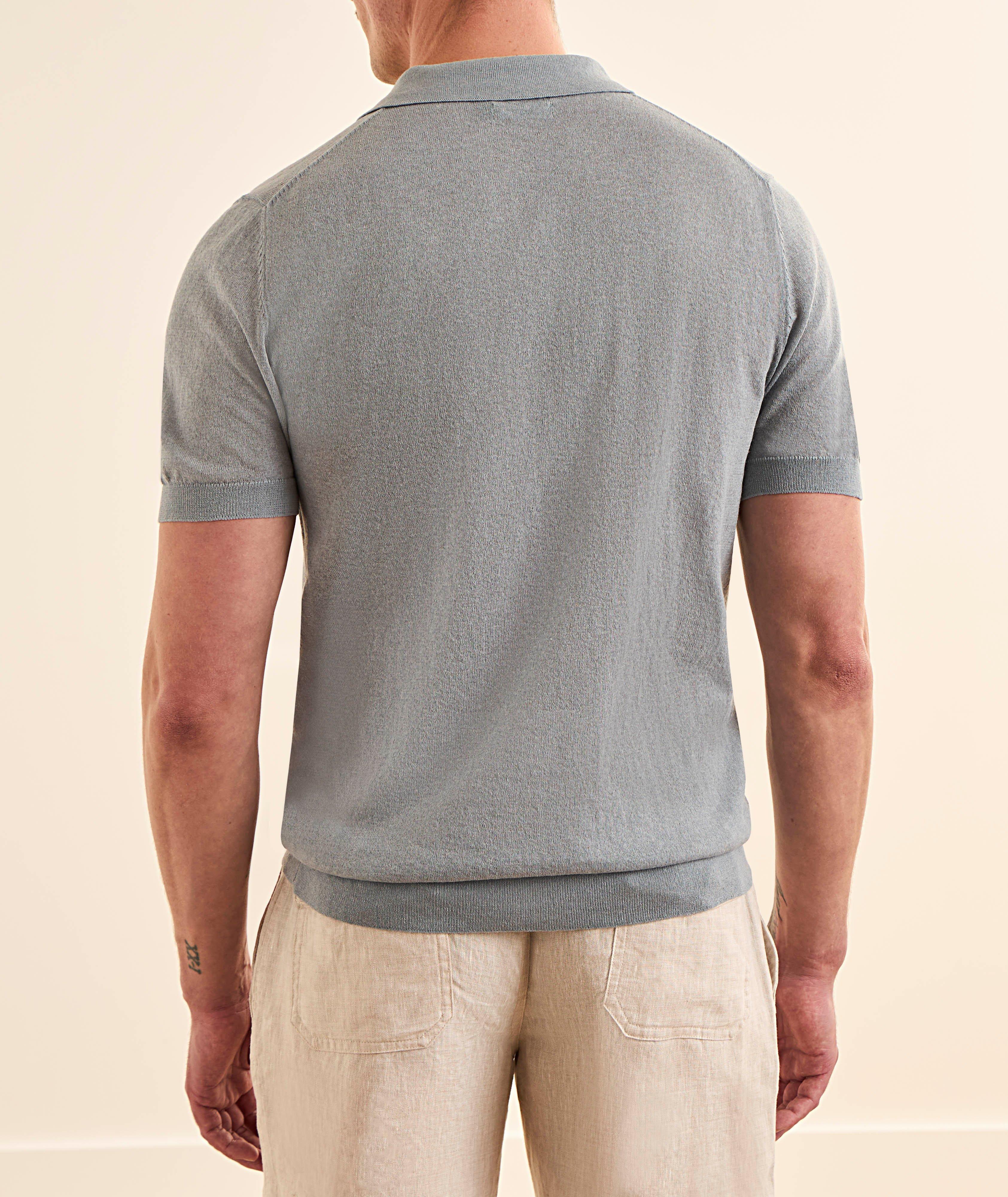 Linen-Blend Johnny Collar Polo  image 2